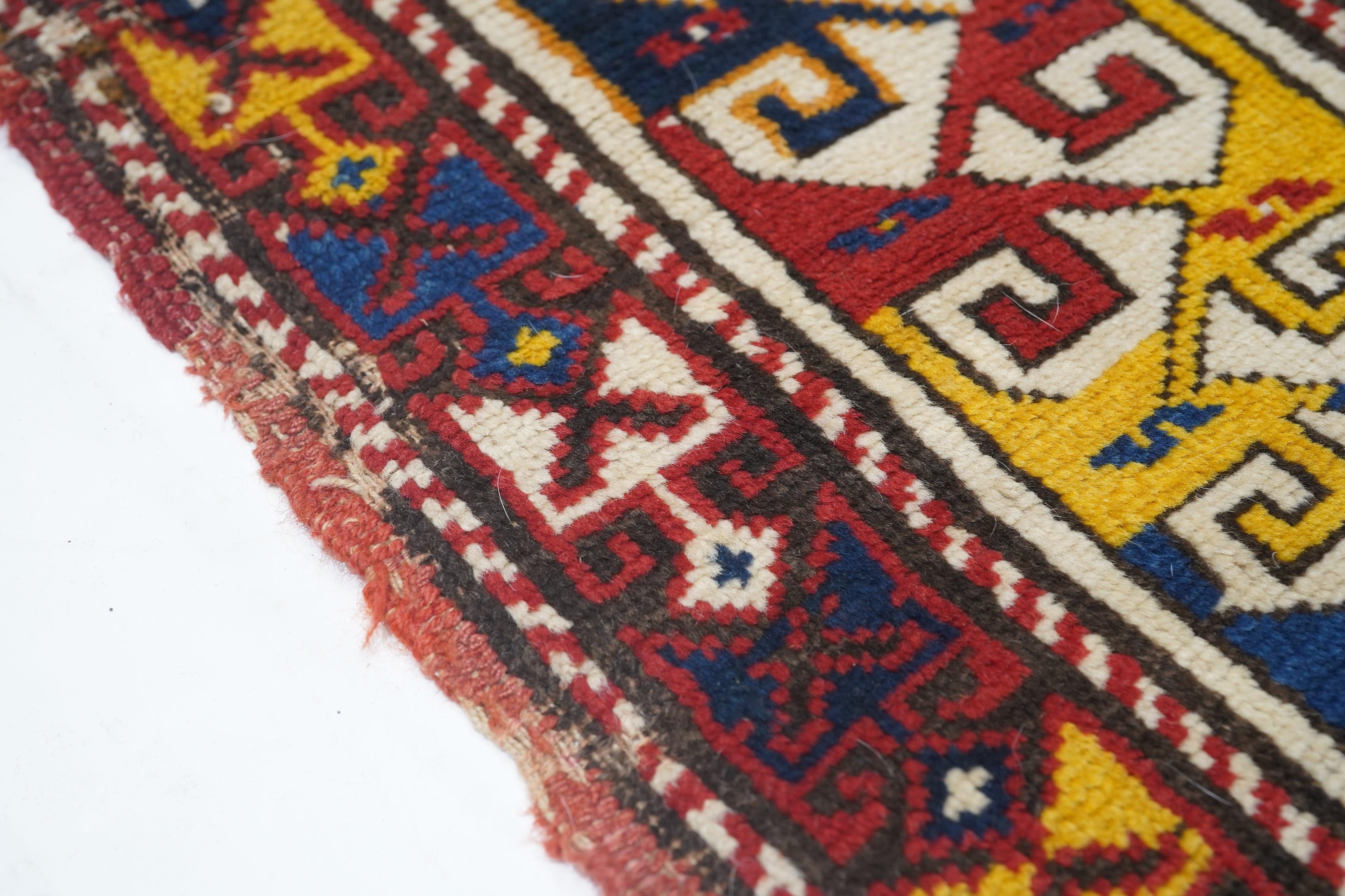 Antique Kazak Rug 3'7'' x 5'10'' In Good Condition For Sale In New York, NY