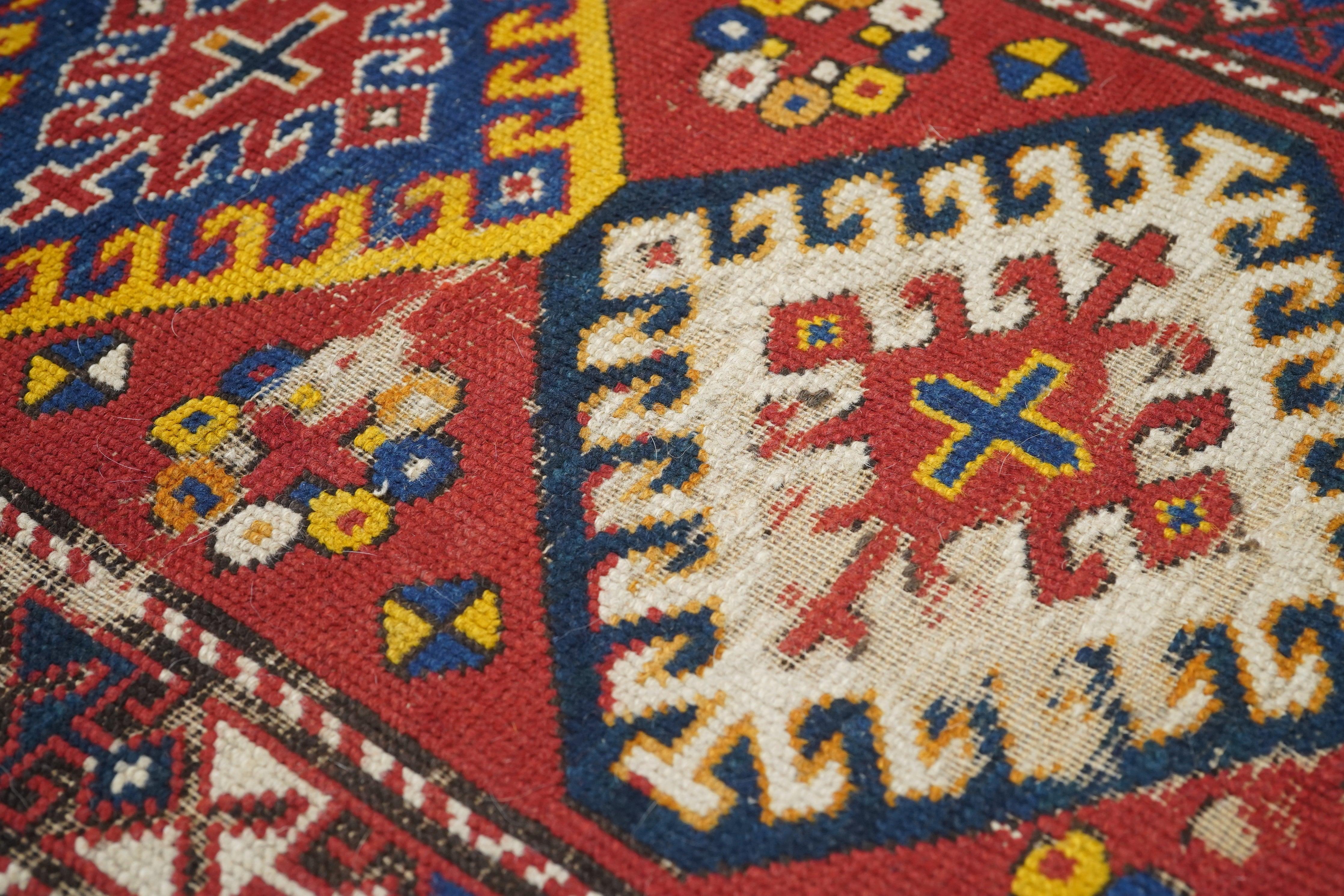 Antique Kazak Rug 3'7'' x 5'10'' For Sale 1