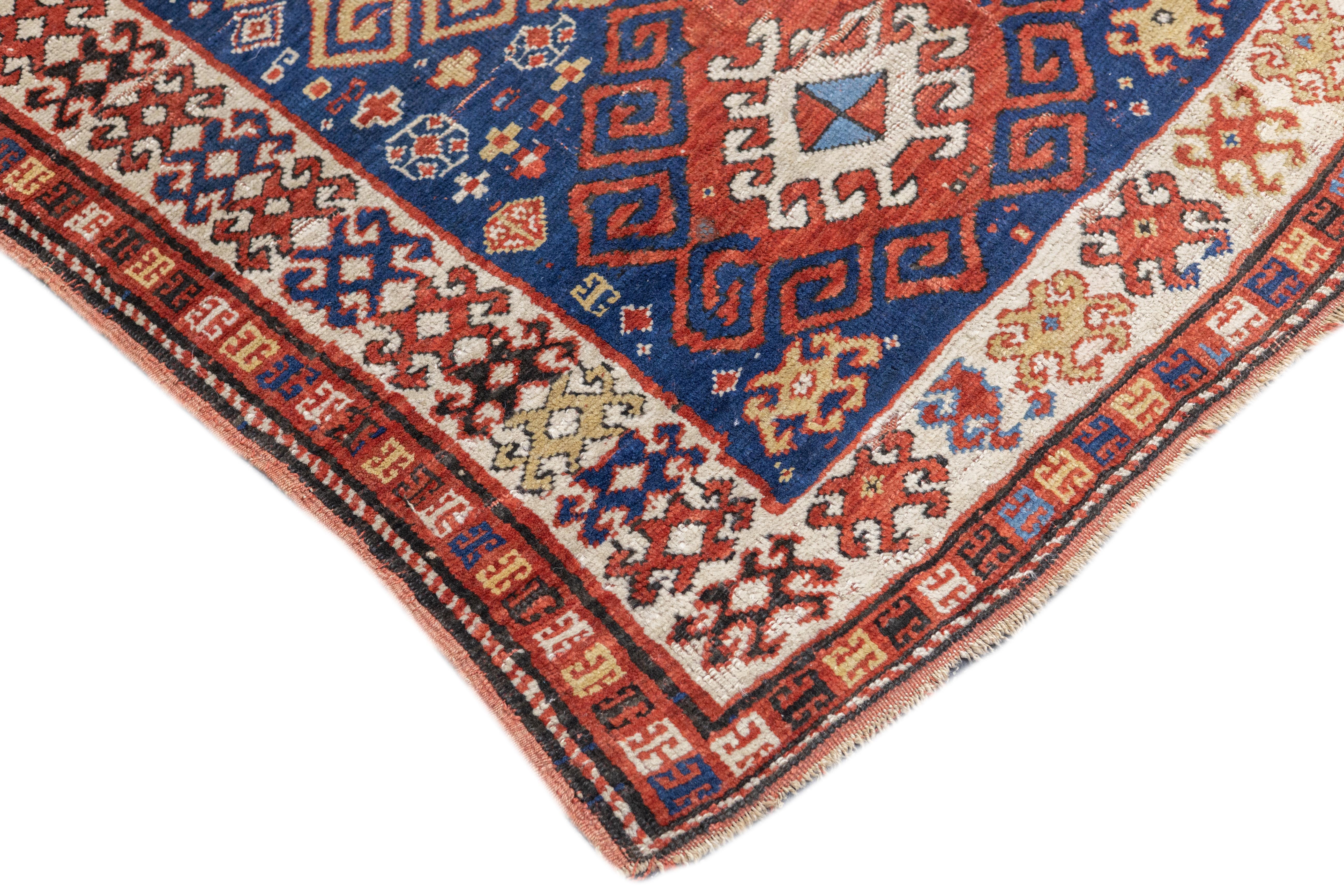 Caucasian Antique Kazak Rug 3'7'' x 5'6'' For Sale