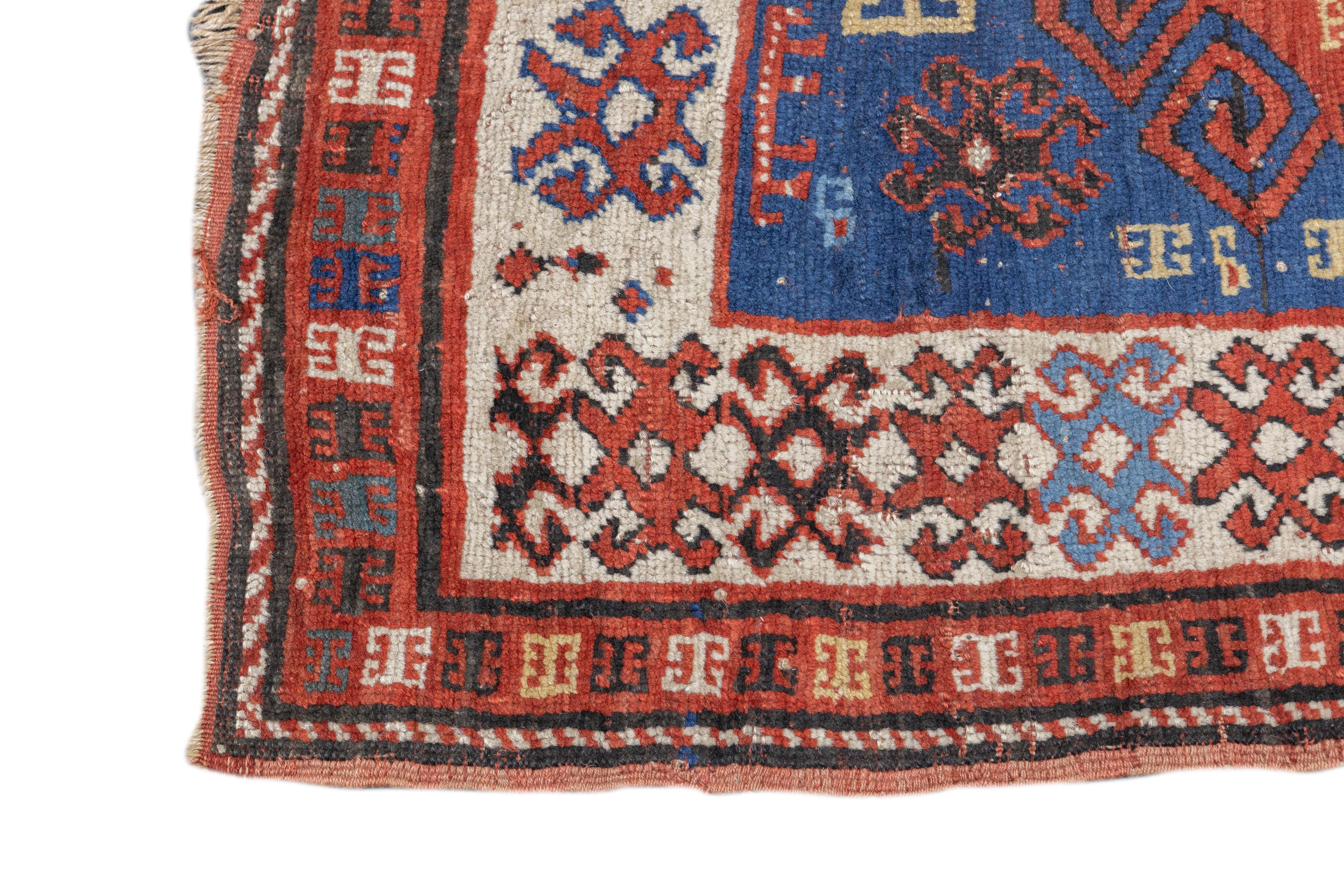 Wool Antique Kazak Rug 3'7'' x 5'6'' For Sale