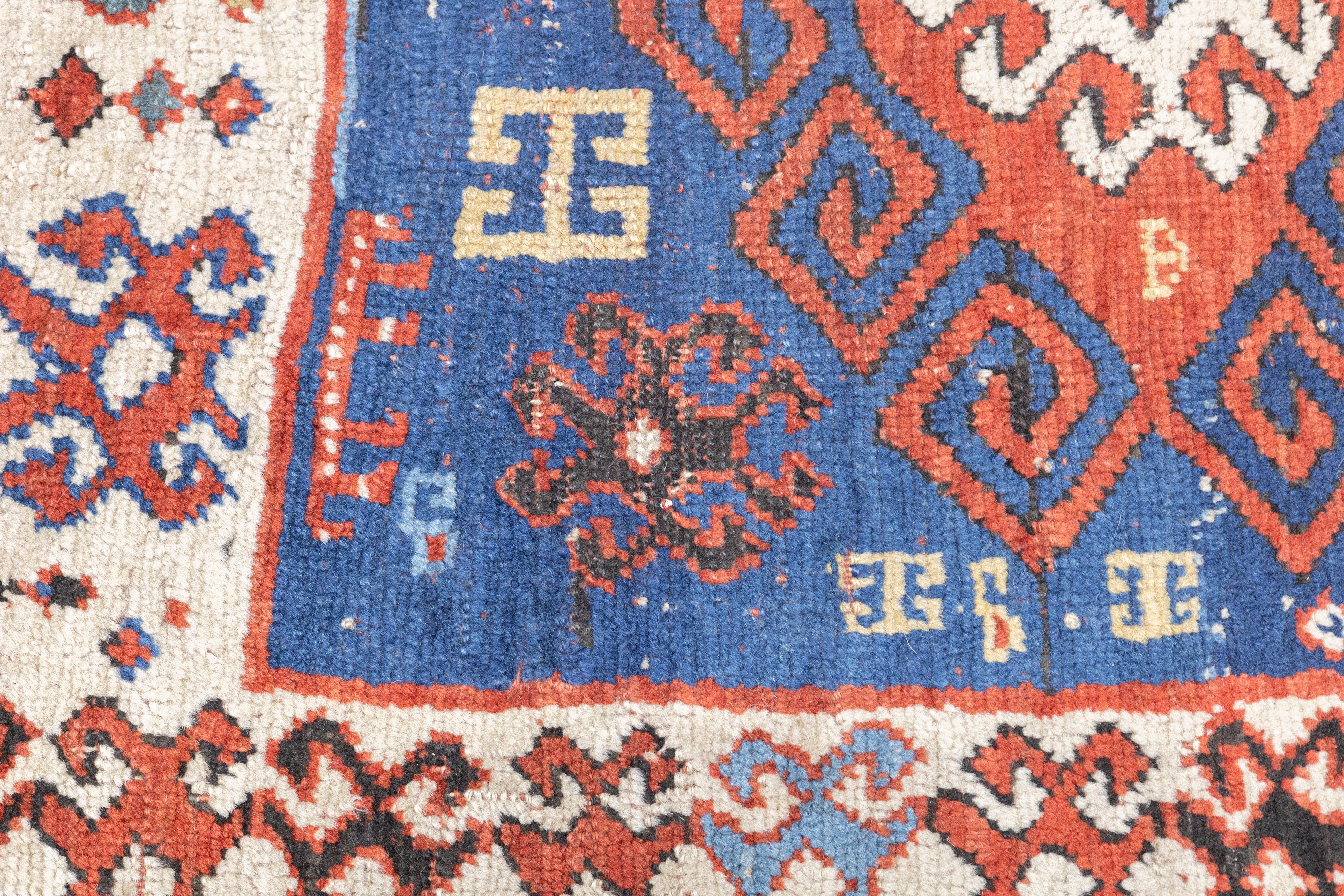 Antique Kazak Rug 3'7'' x 5'6'' For Sale 1