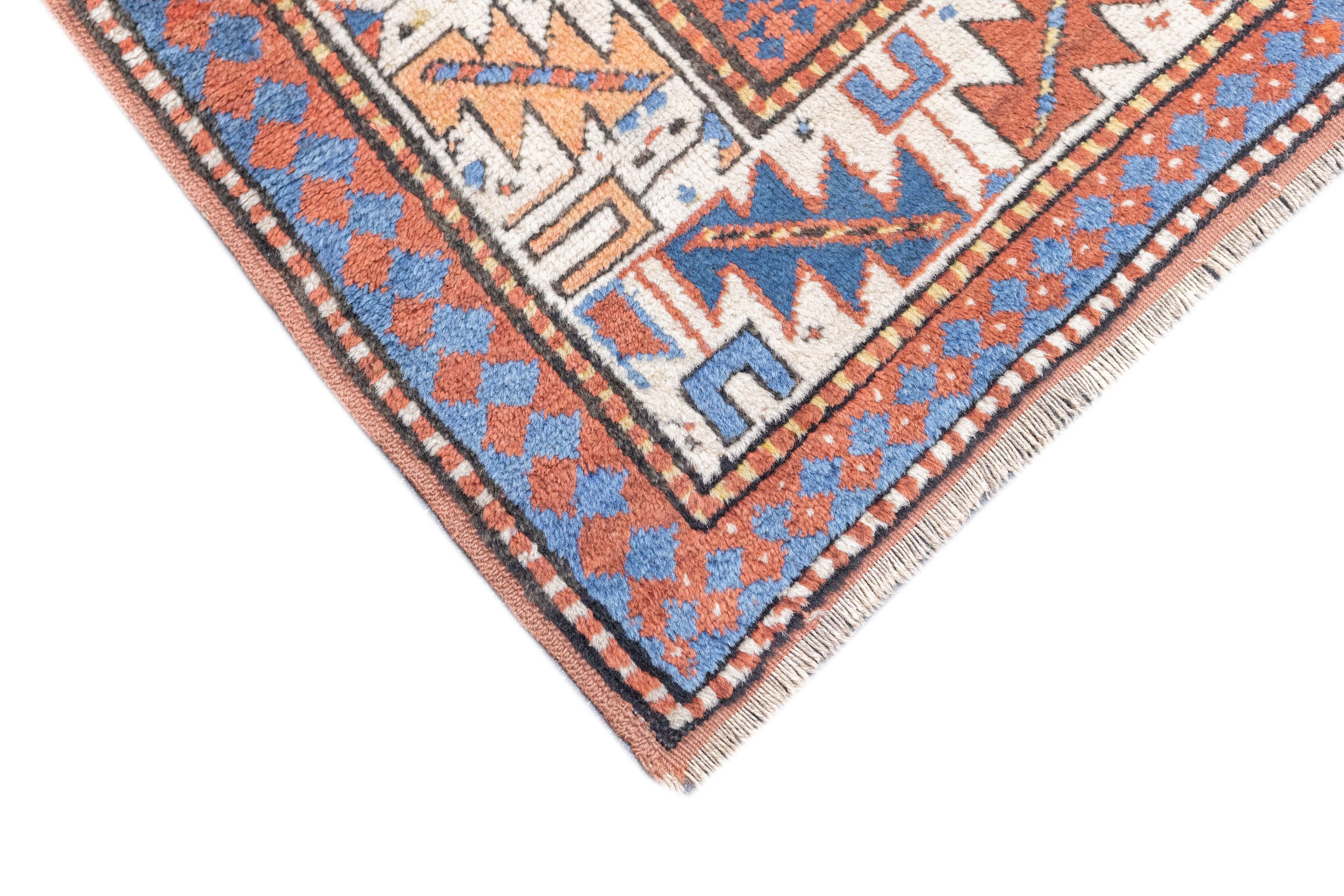 Caucasian Antique Kazak Rug 3'7'' x 6'9'' For Sale