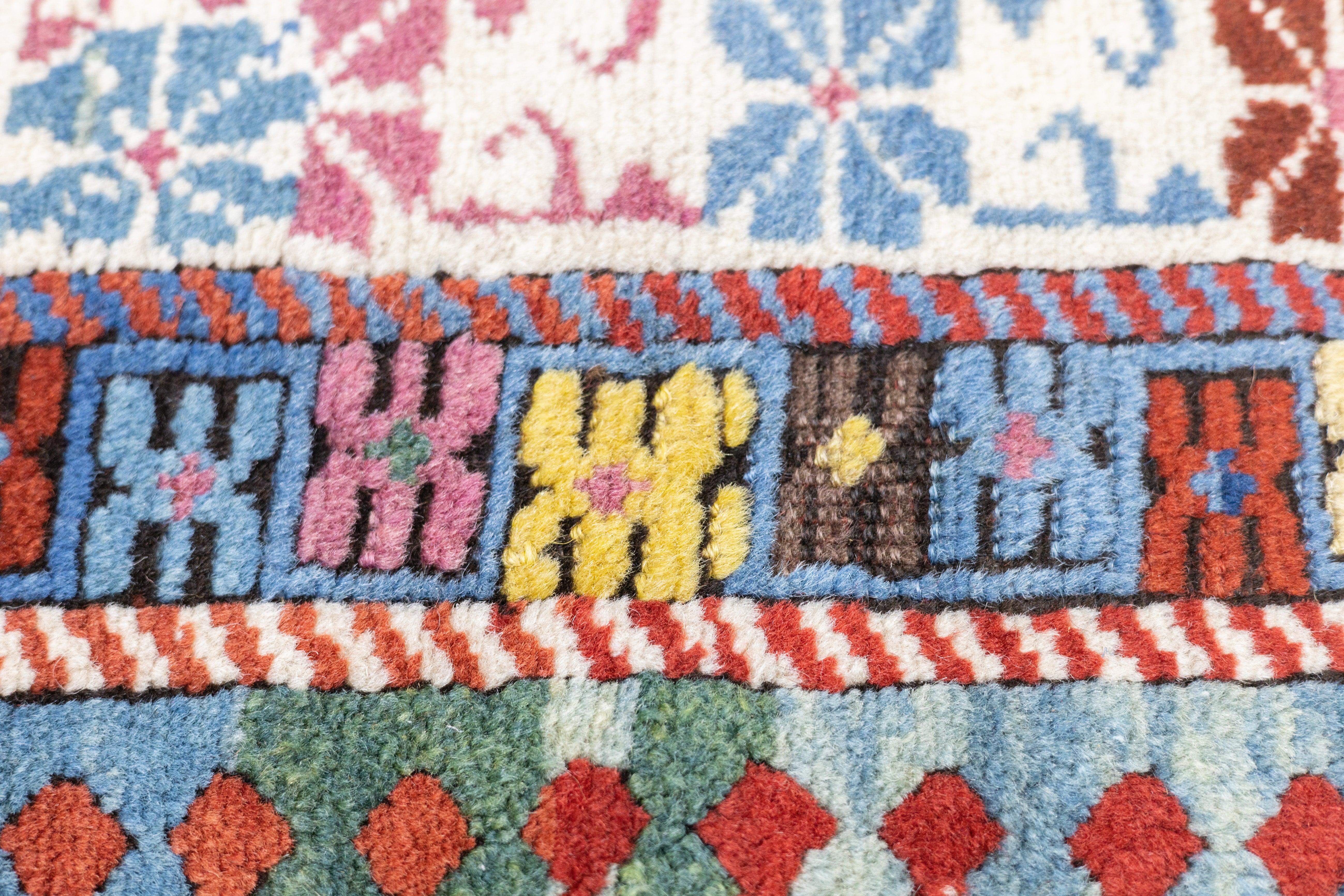 Antique Kazak Rug 3'7'' x 7'7'' In Good Condition For Sale In New York, NY
