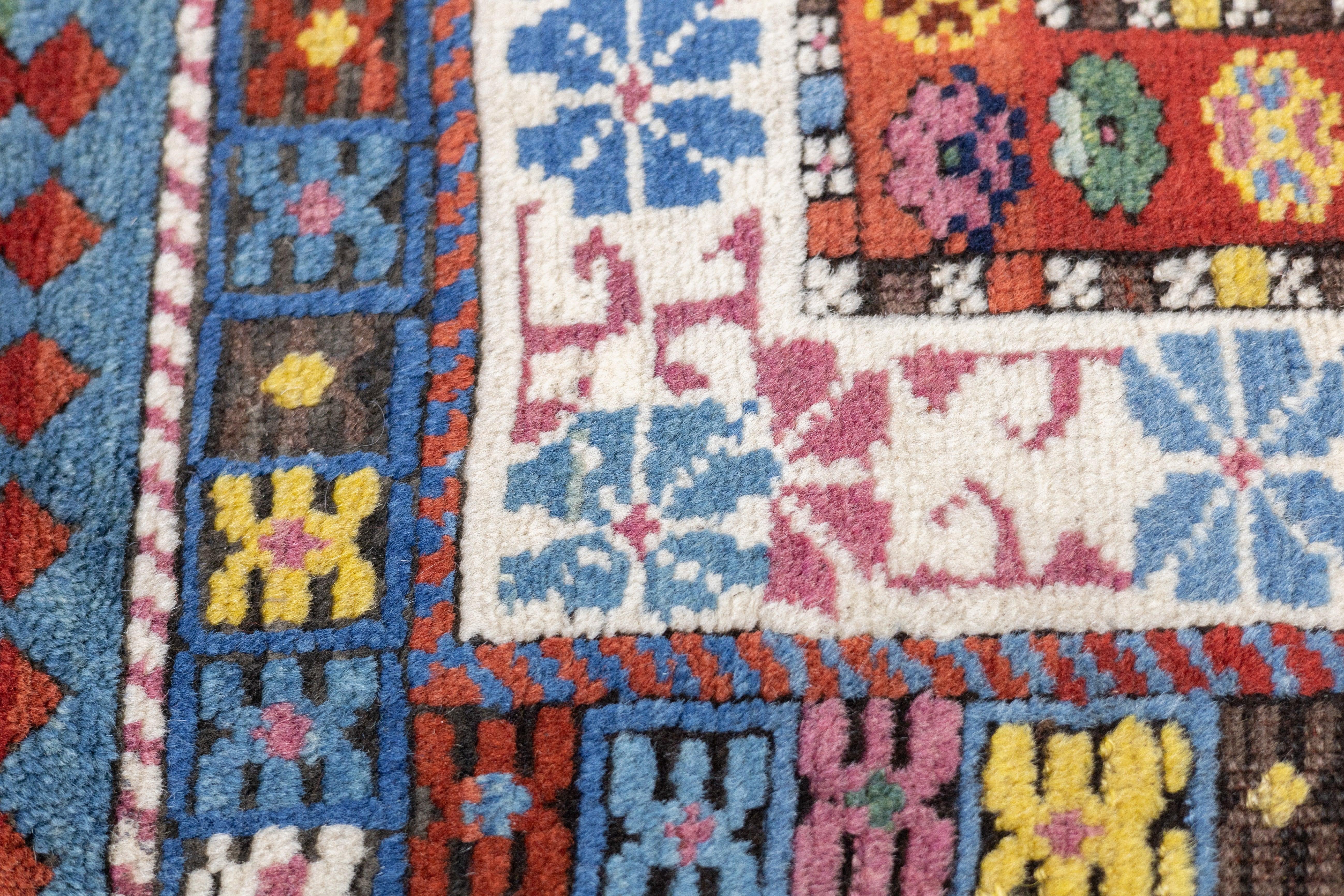 19th Century Antique Kazak Rug 3'7'' x 7'7'' For Sale