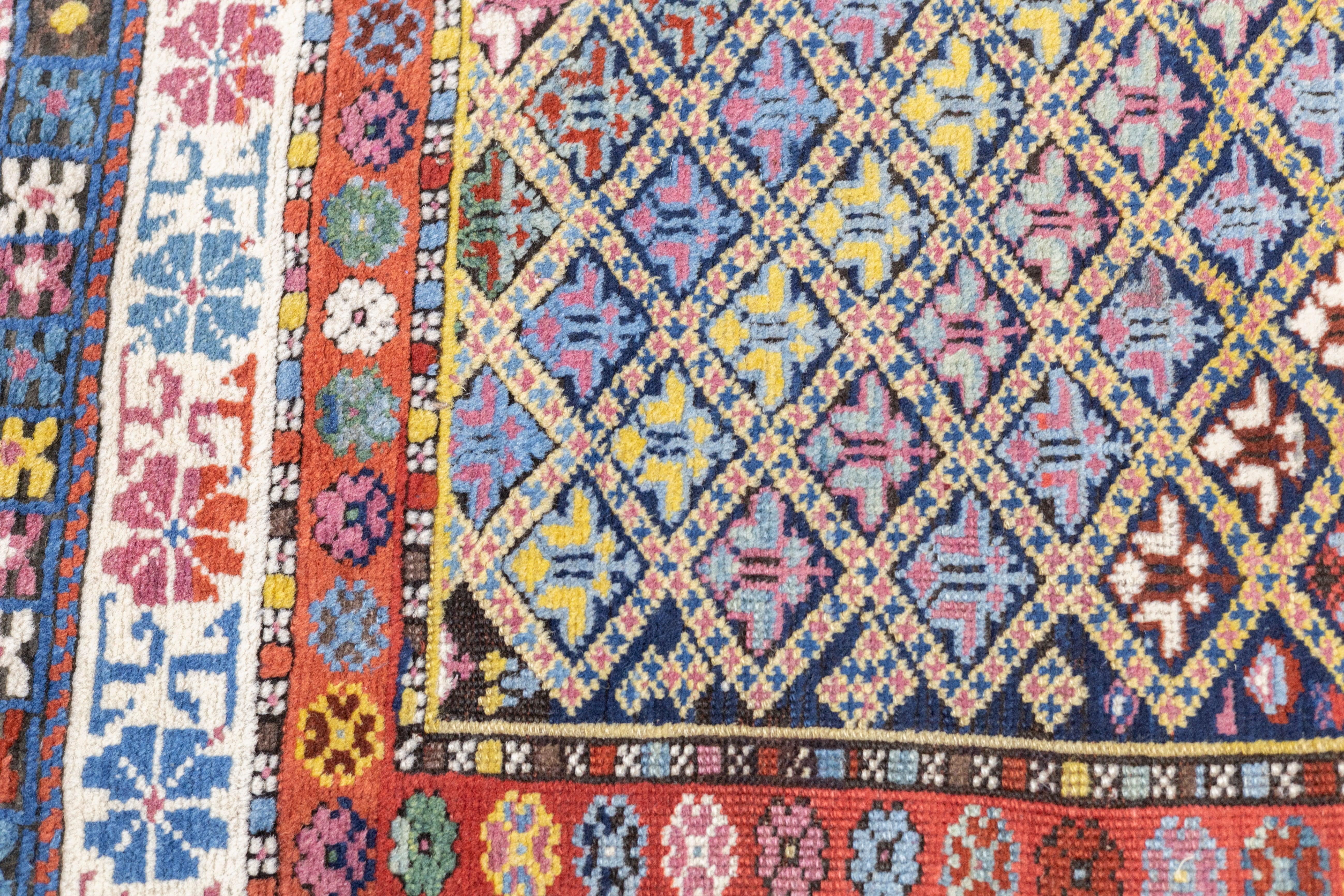 Wool Antique Kazak Rug 3'7'' x 7'7'' For Sale
