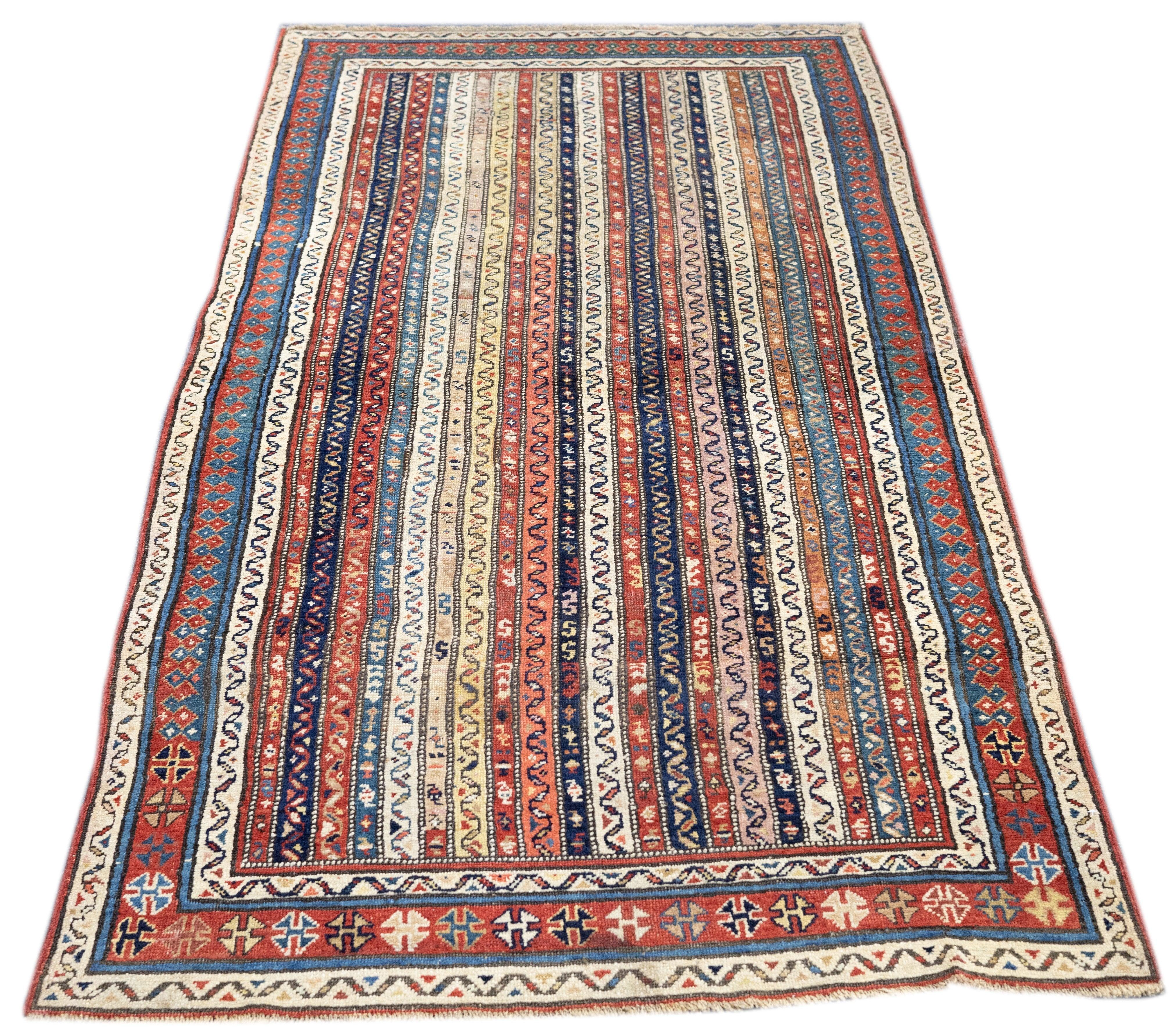 XIXe siècle Tapis Kazak ancien de 3'8'' x 8'1'' cm en vente