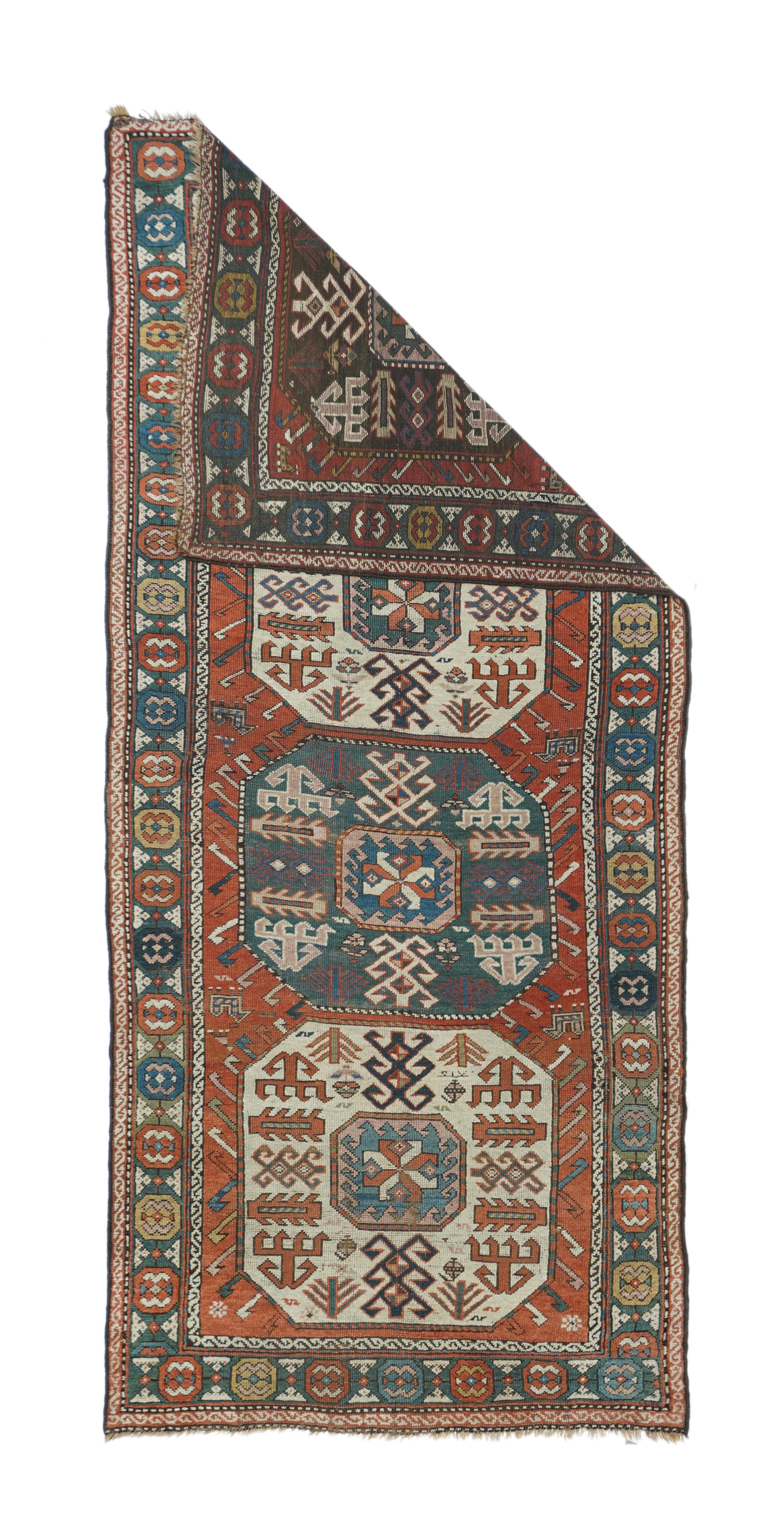 Antique Kazak Rug 4' x 9'5''.