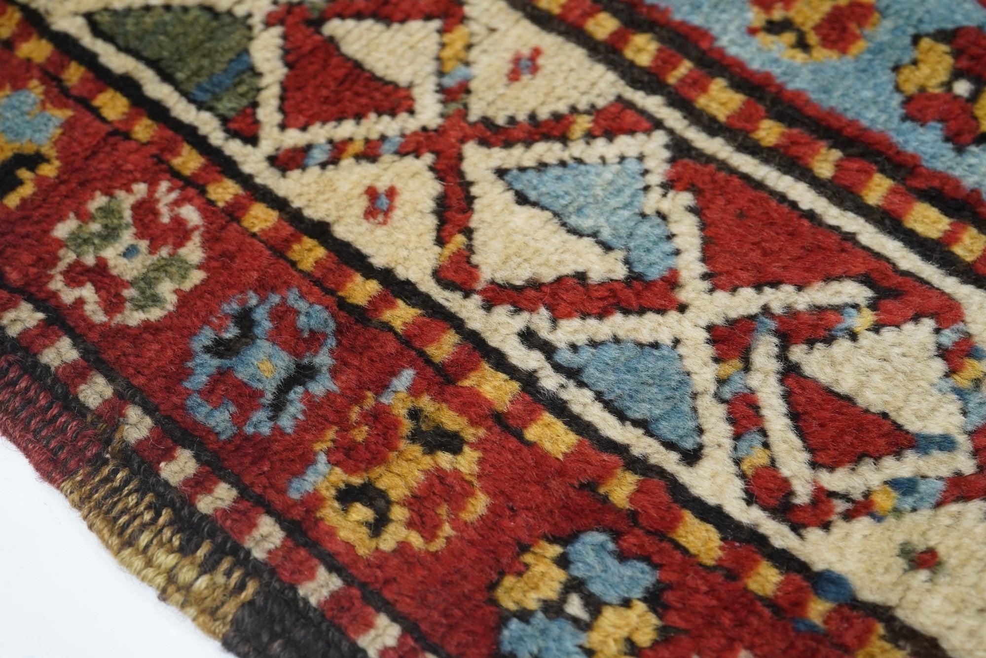 Hand-Knotted Antique Kazak Rug 4'0'' x 5'10'' For Sale