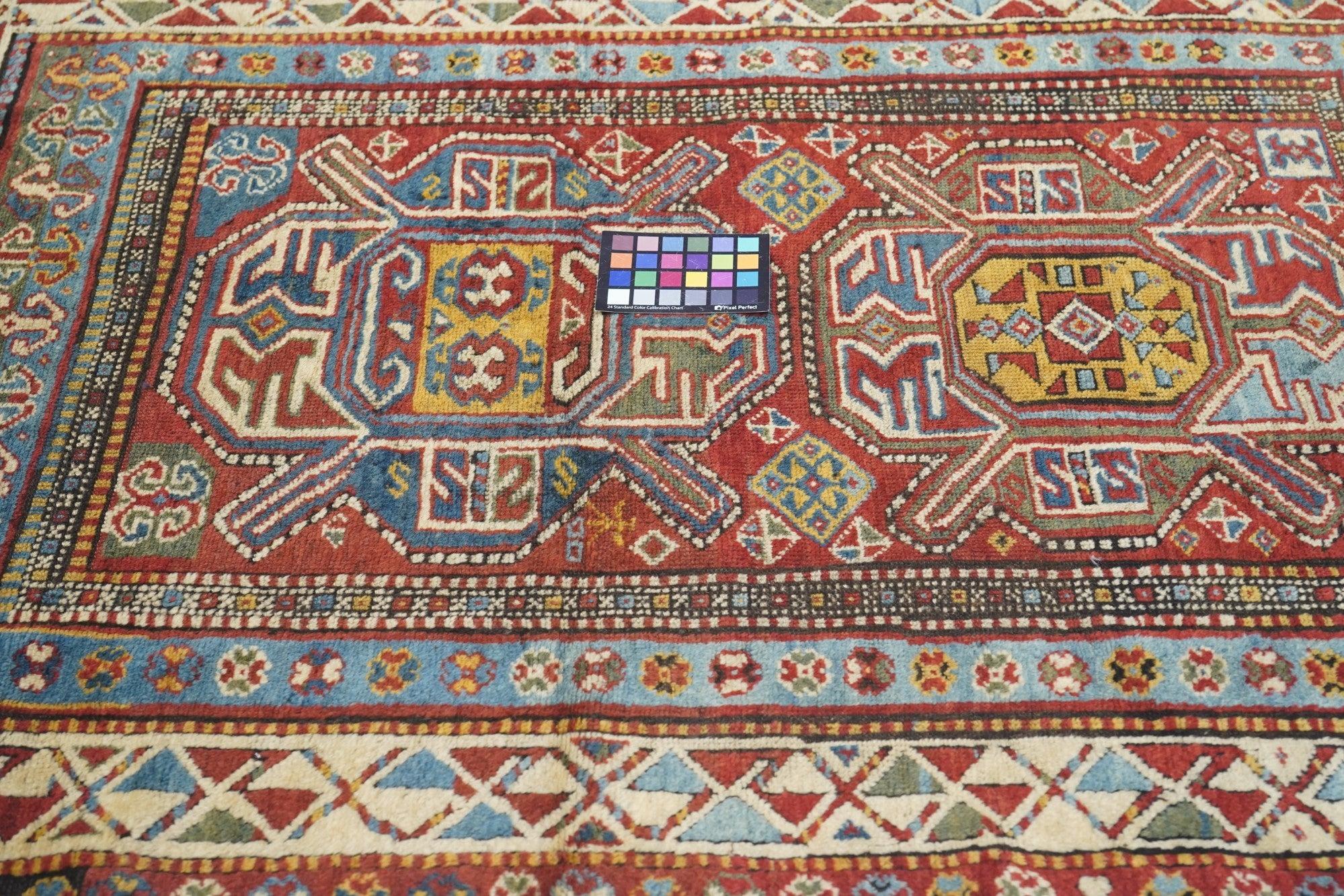 Antique Kazak Rug 4'0'' x 5'10'' For Sale 1