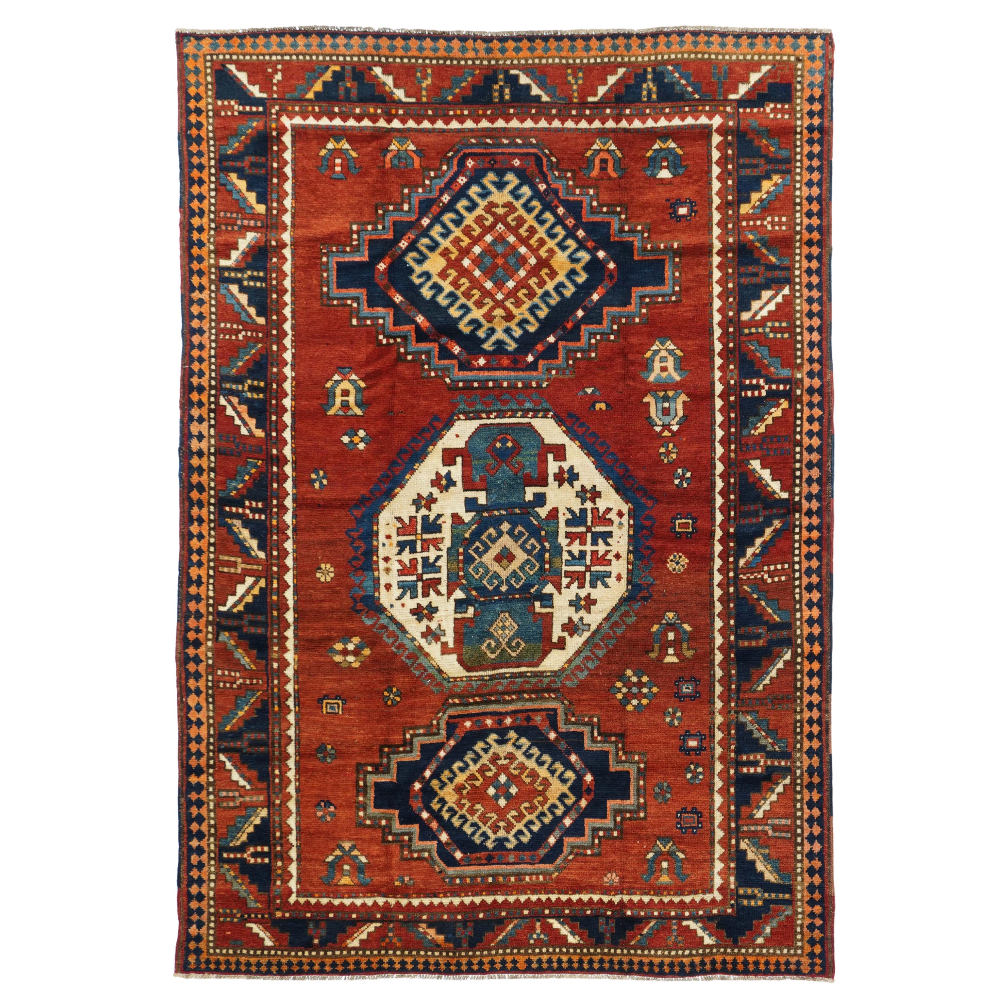 Antique Kazak Rug 4'11'' x 7'1'' For Sale