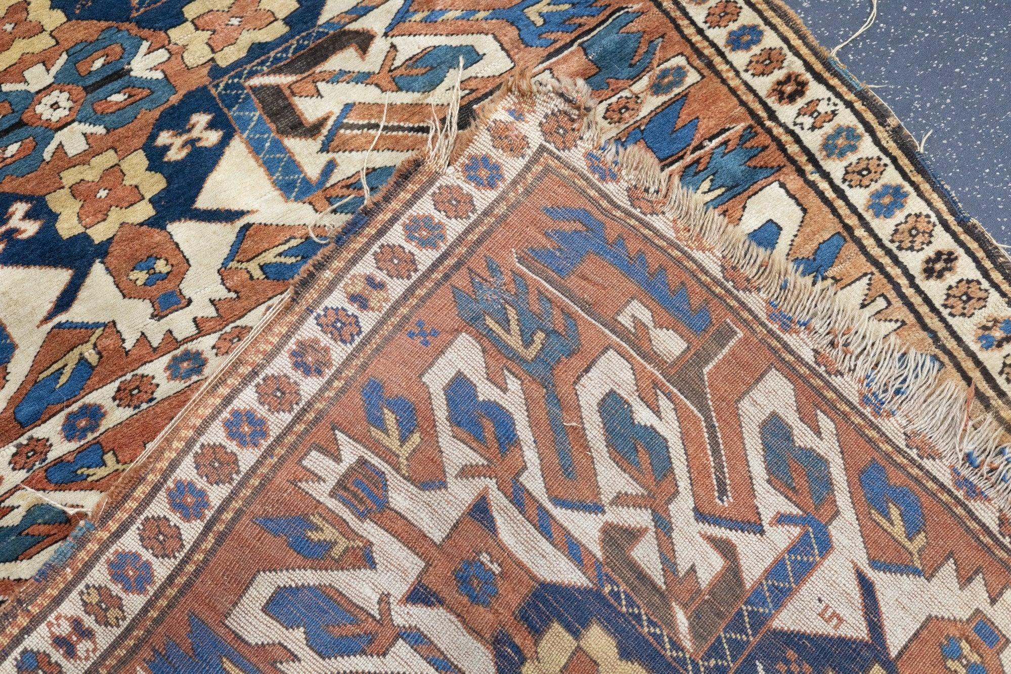 Antique Kazak Rug 4'3'' x 8'10'' For Sale 4