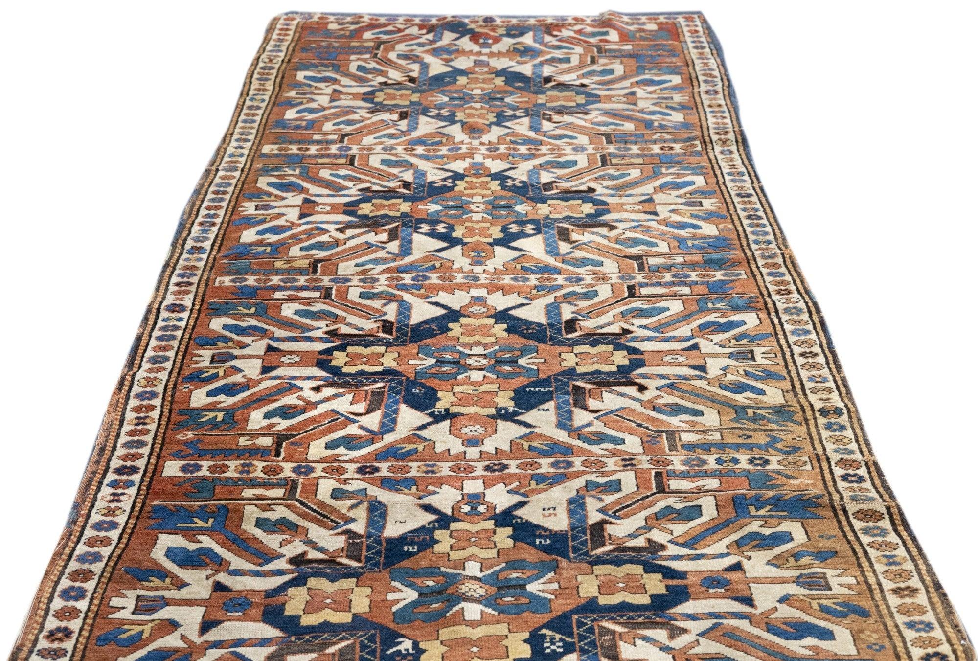 19th Century Antique Kazak Rug 4'3'' x 8'10'' For Sale