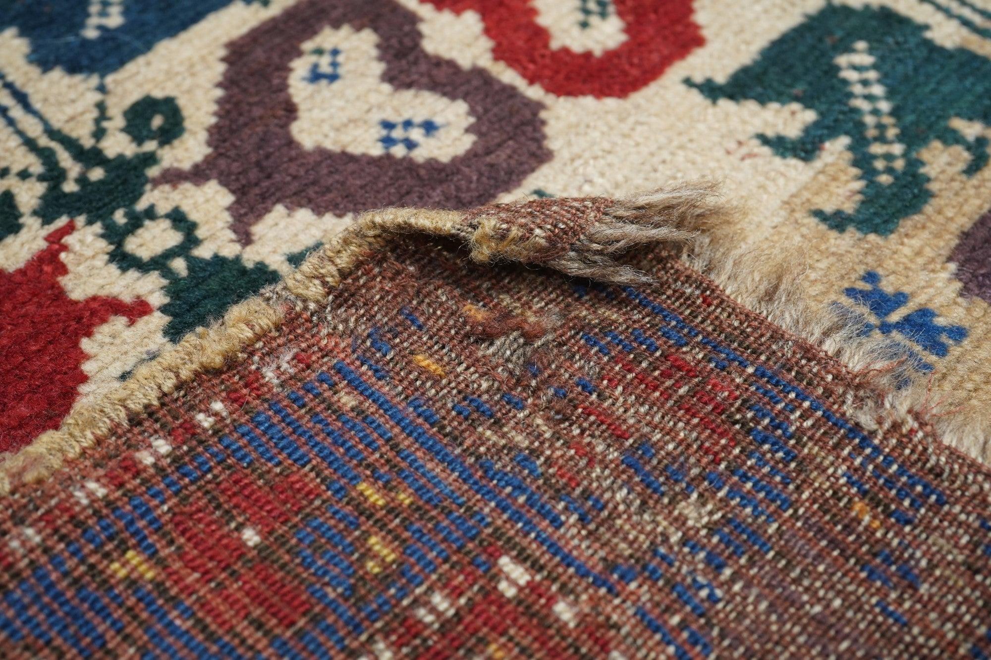Antique Kazak Rug 4'4'' x 7'7'' For Sale 3