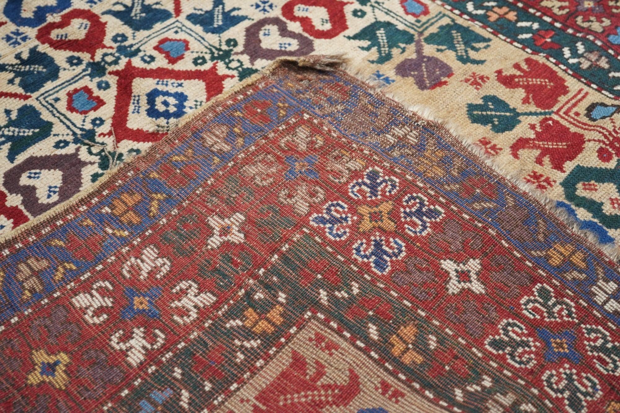 Antique Kazak Rug 4'4'' x 7'7'' For Sale 4