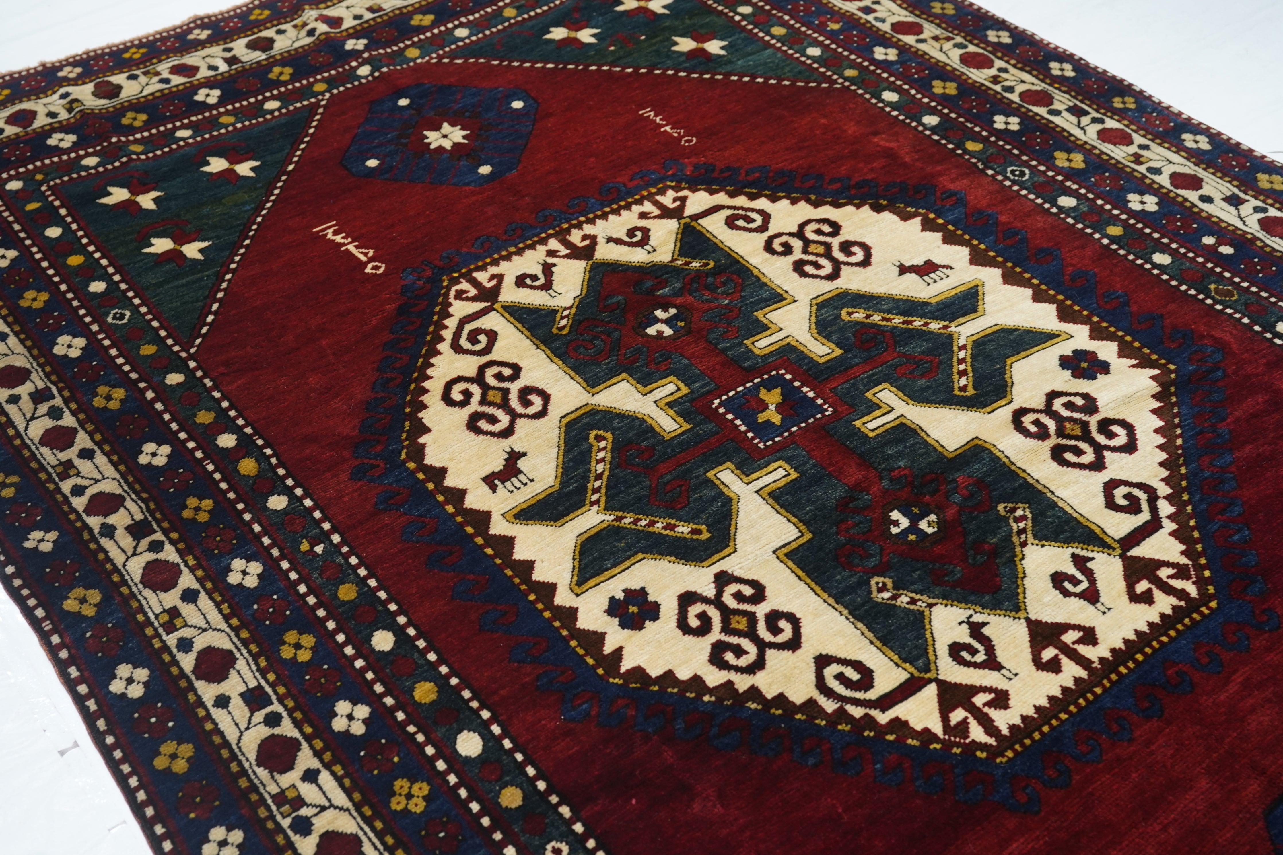 Antiker Kazak-Teppich 5'10'' x 9'8'' (Wolle) im Angebot