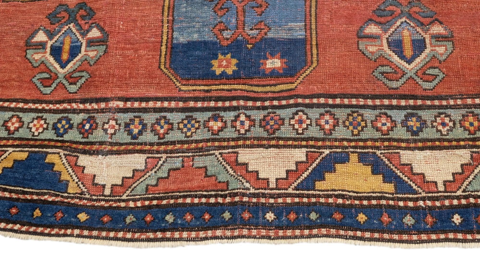 Hand-Knotted Antique Kazak Rug 5'3'' x 7'2'' For Sale