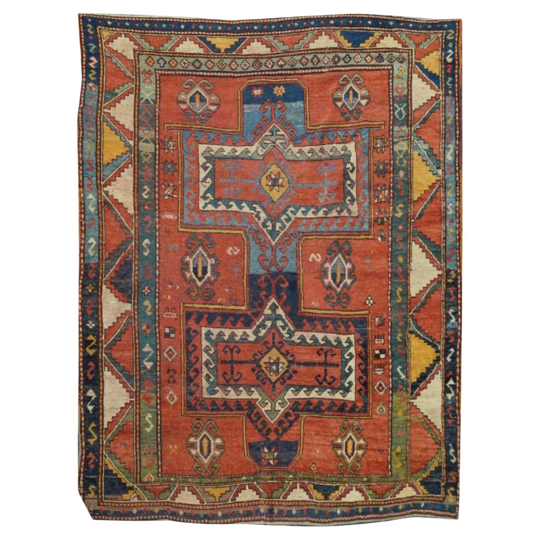 Antique Kazak Rug 5'3'' x 7'2'' For Sale
