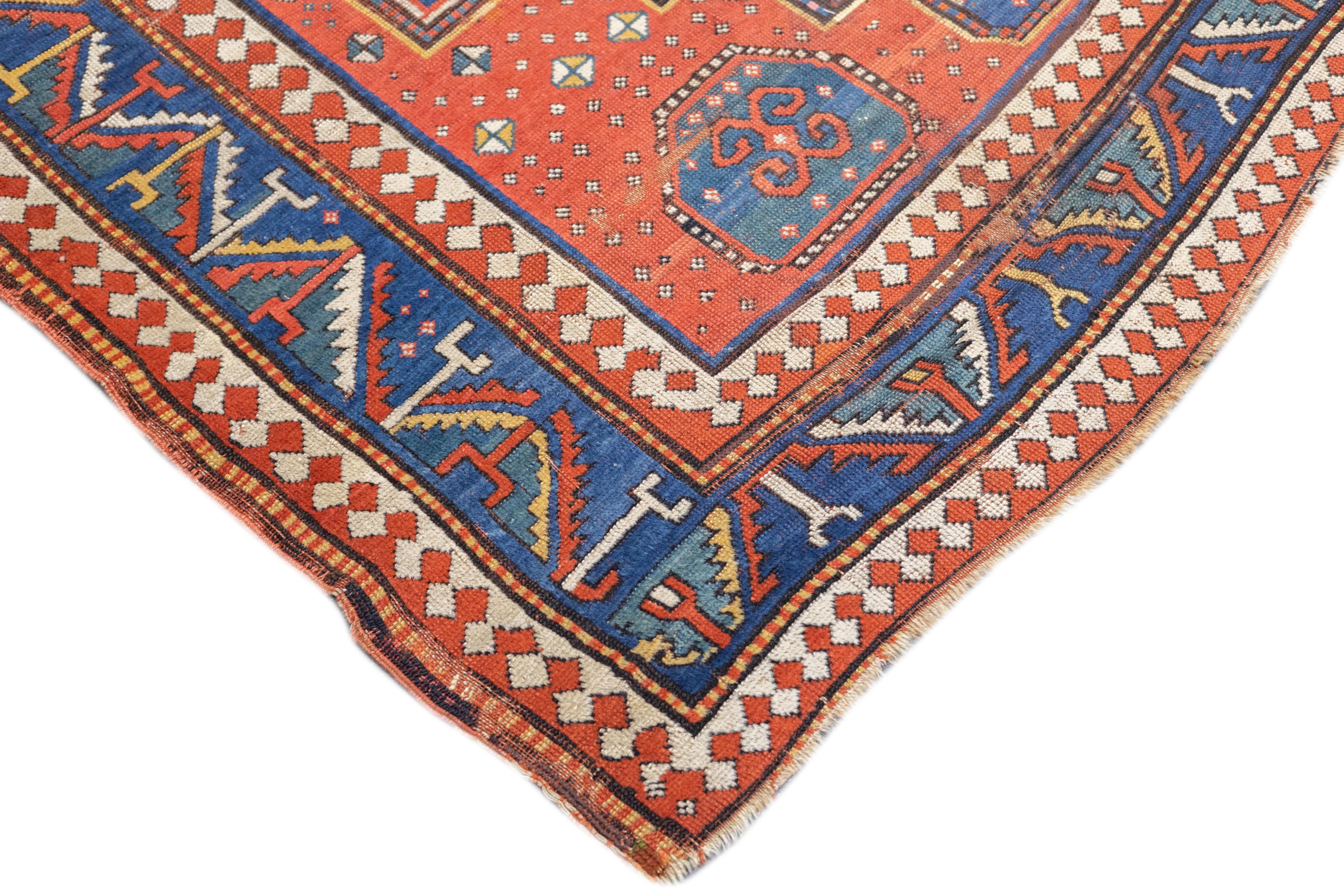 Caucasian Antique Kazak Rug 5'8'' x 7'9'' For Sale