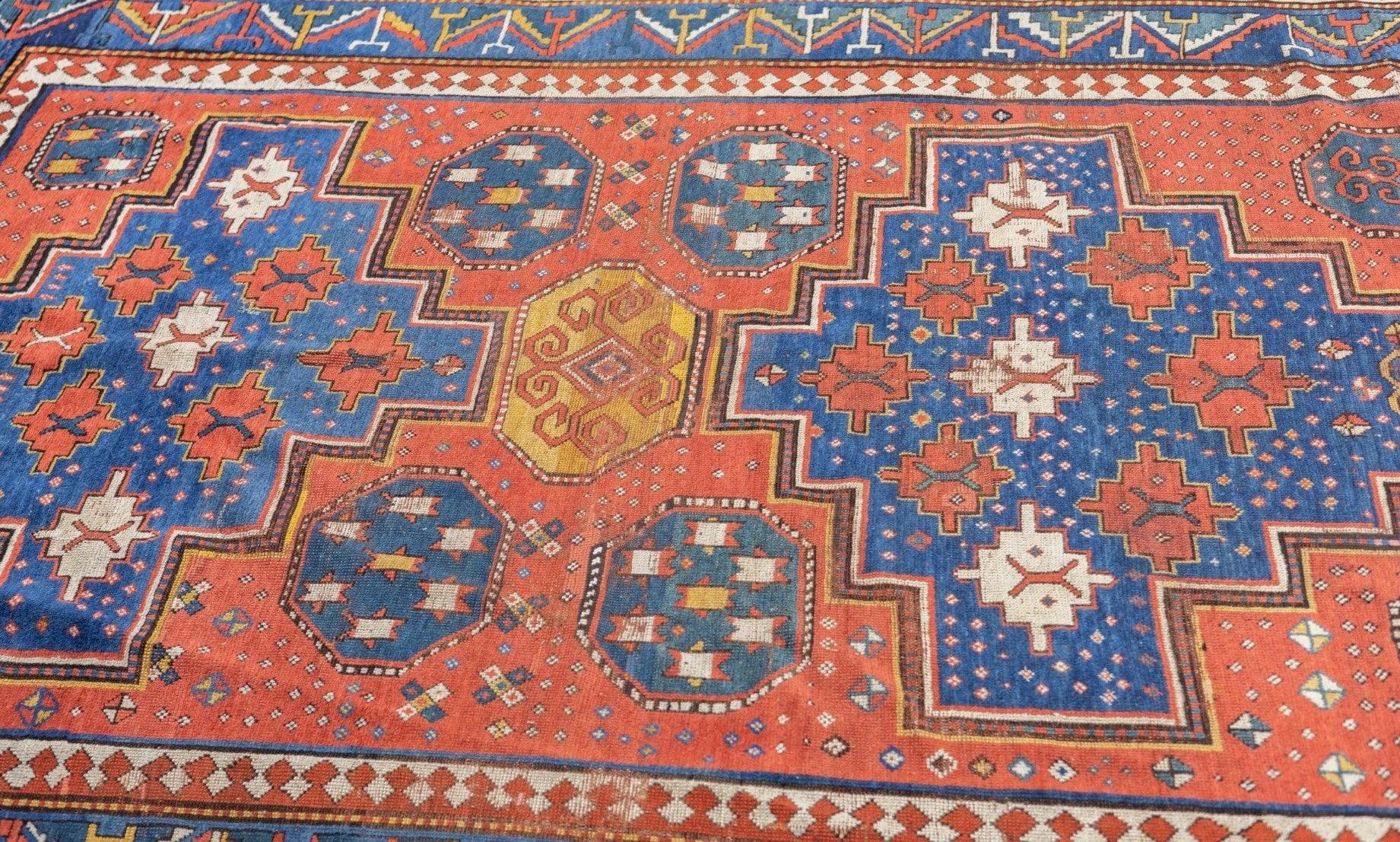 Antique Kazak Rug 5'8'' x 7'9'' In Good Condition For Sale In New York, NY