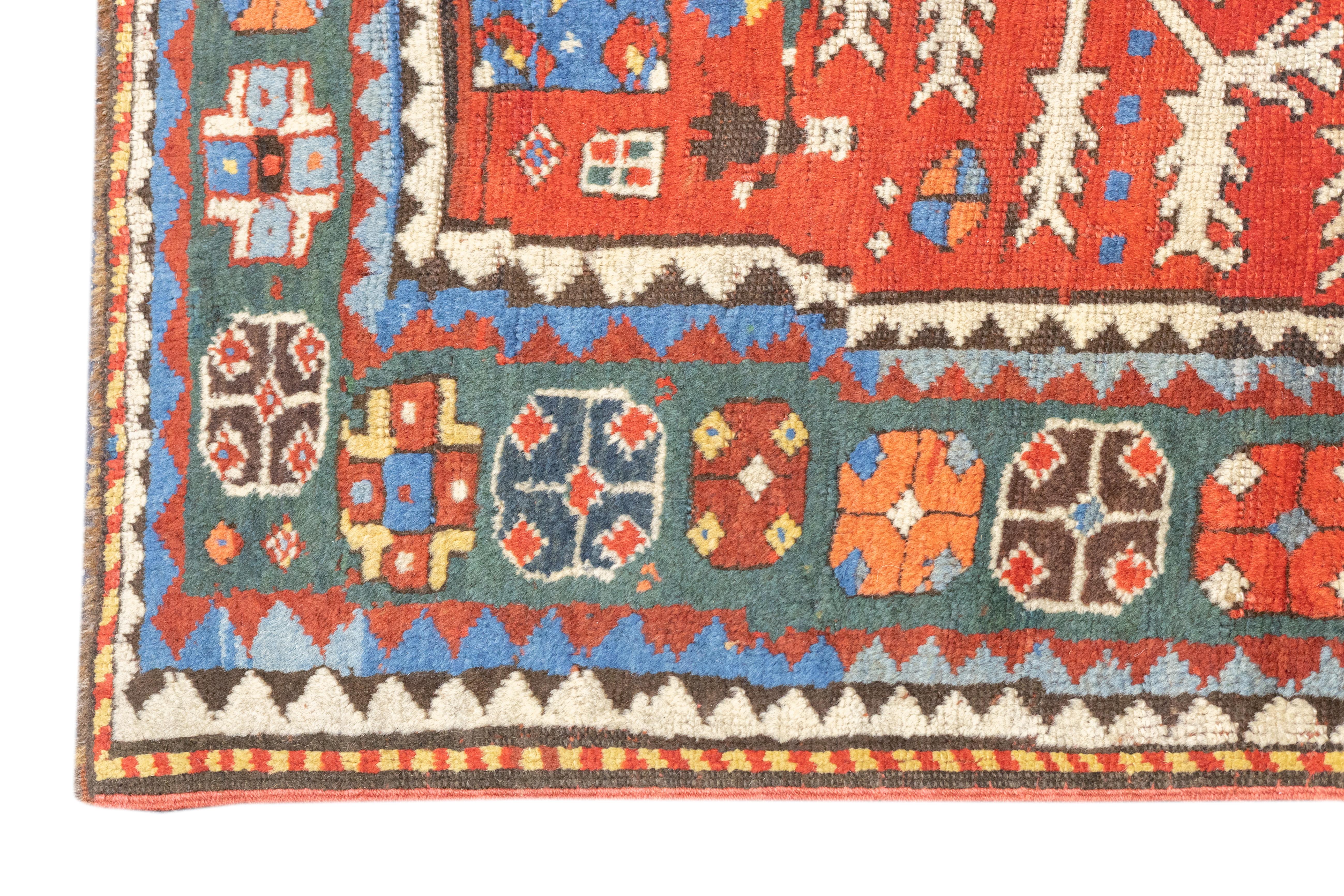 XIXe siècle Tapis Kazak ancien 6'4'' x 7'5'' en vente