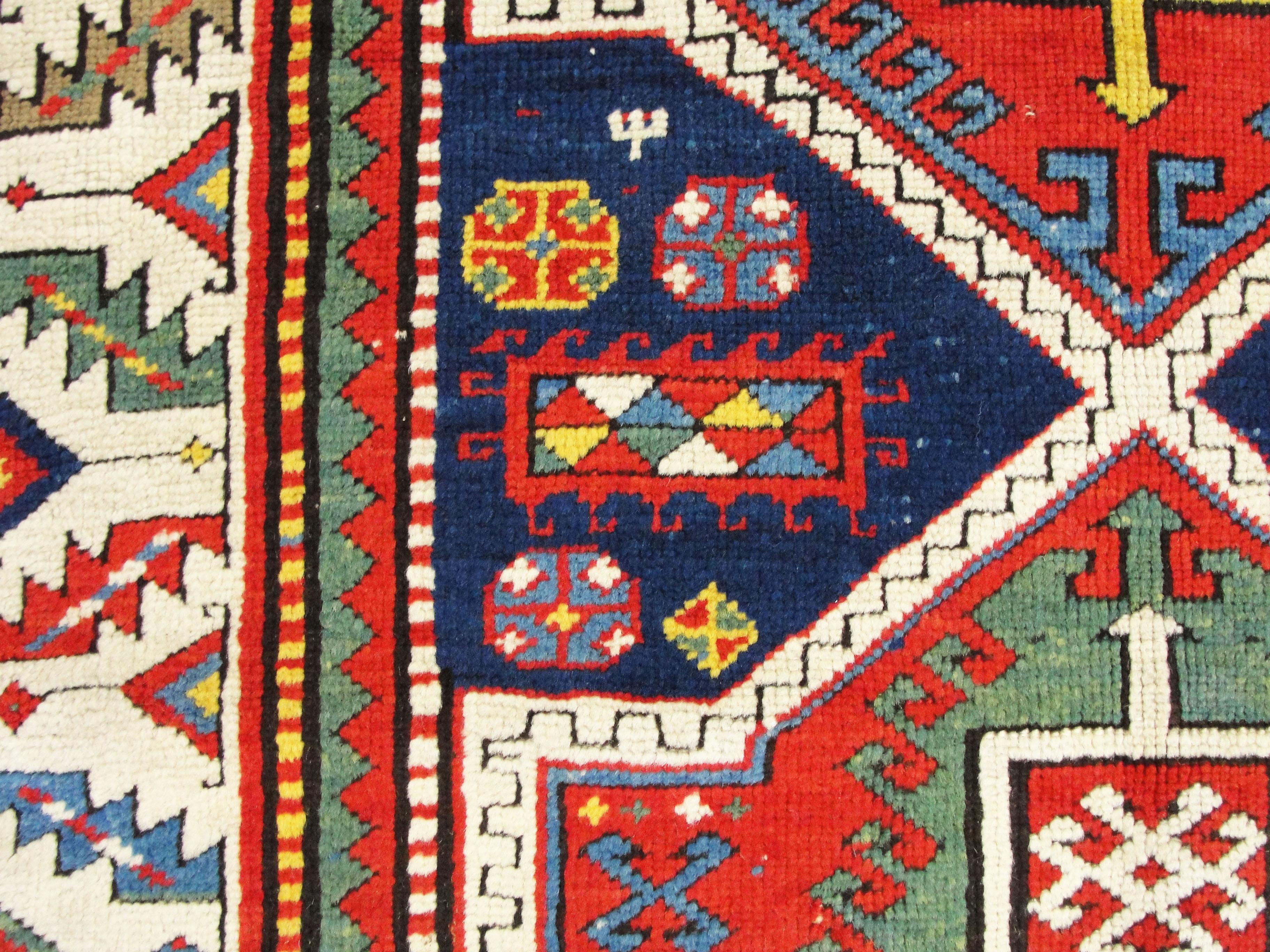 19th Century  Antique Kazak Rug, Caucuses For Sale