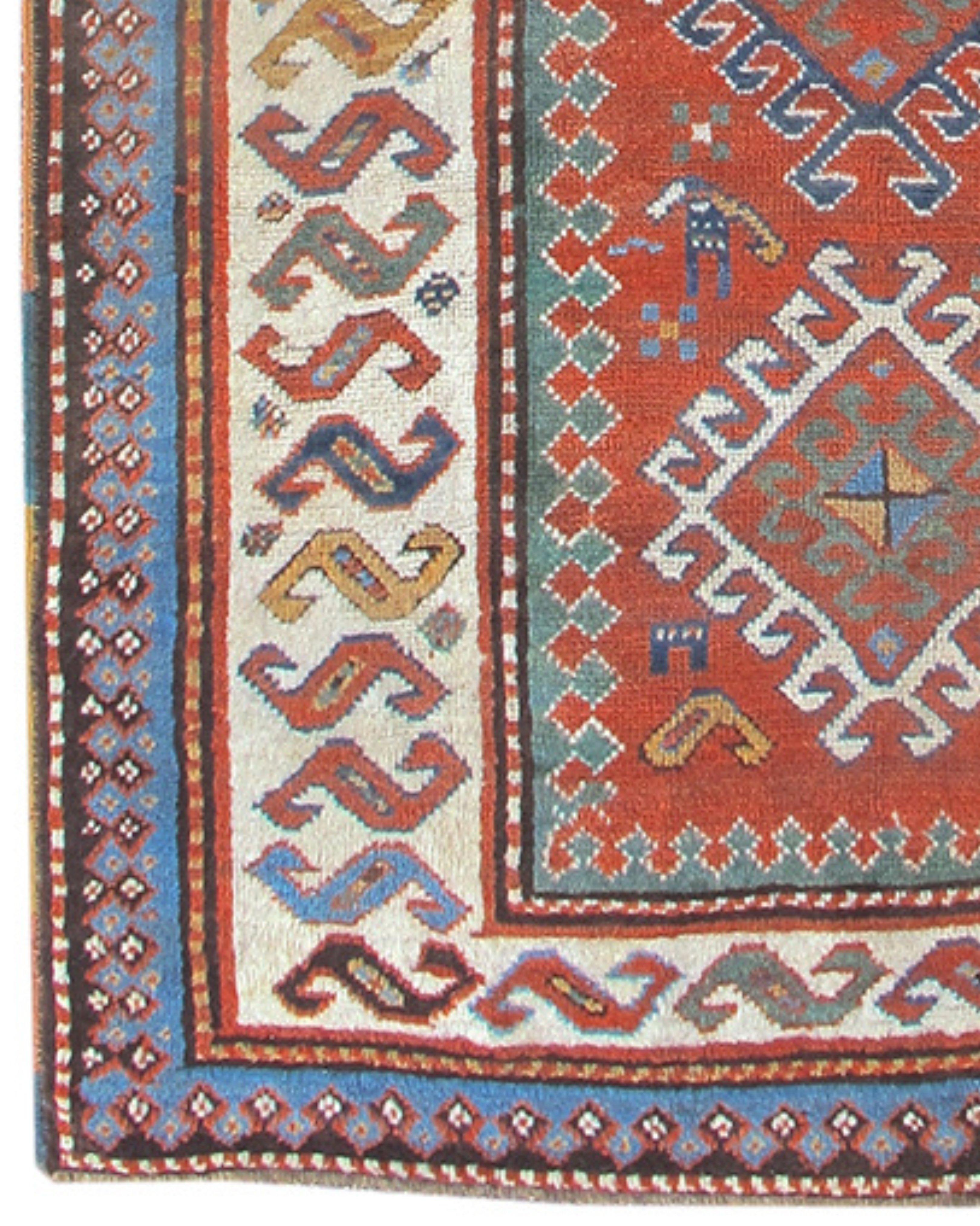Wool Antique Kazak Rug, Early 19th Century For Sale