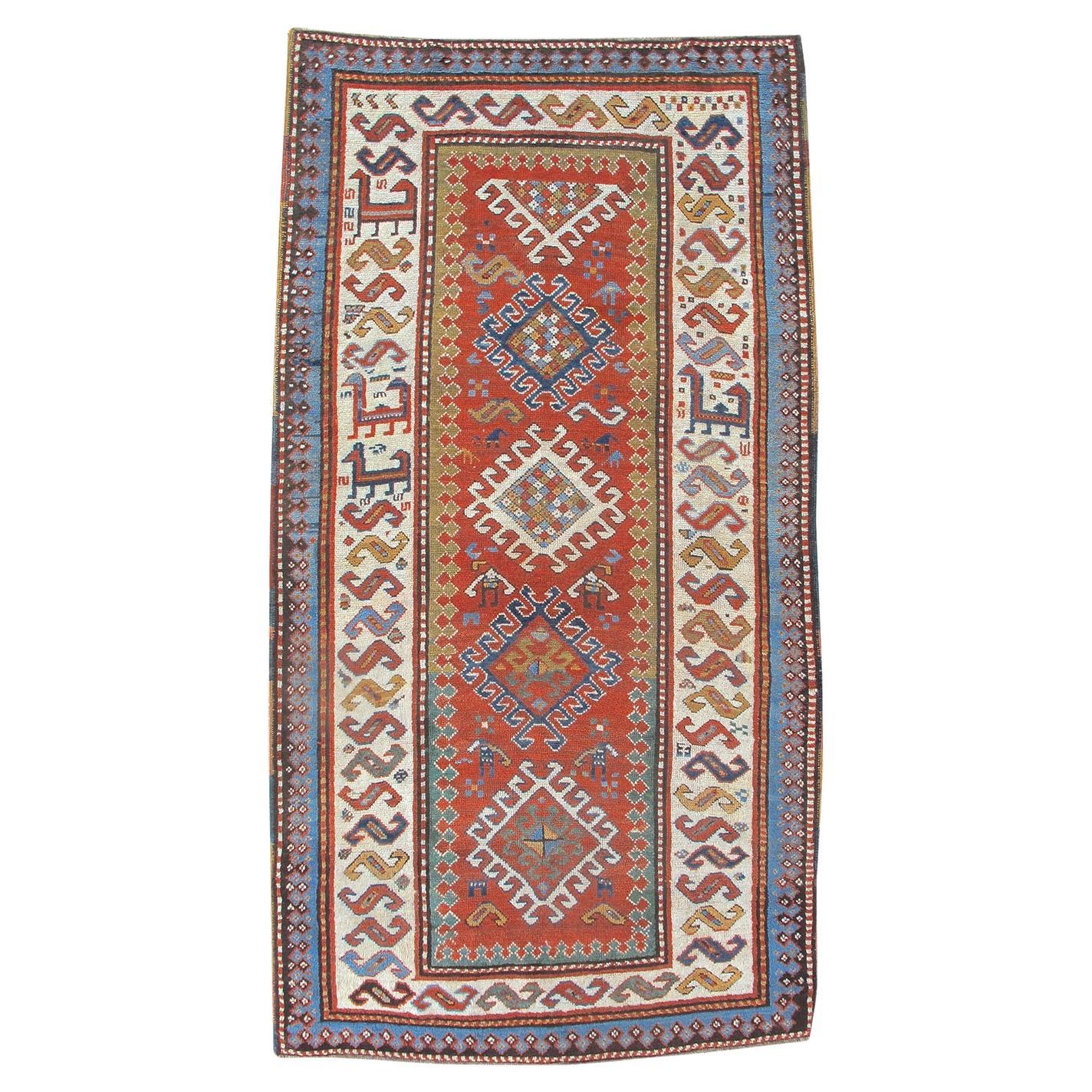 Antique Kazak Rug, Early 19th Century For Sale