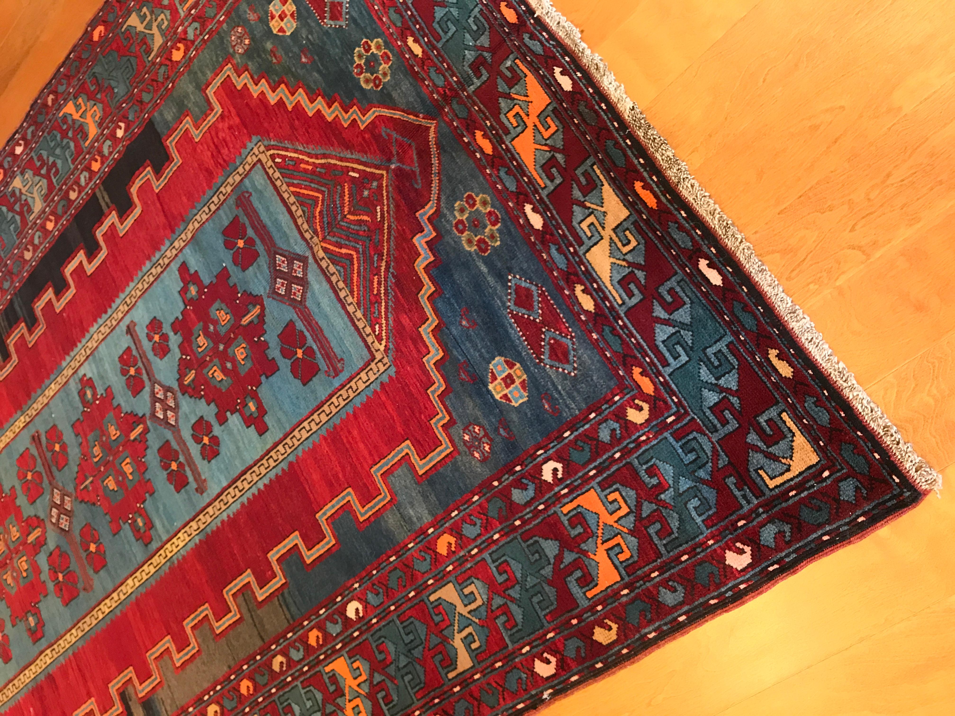 Caucasian Antique Kazak Rug For Sale