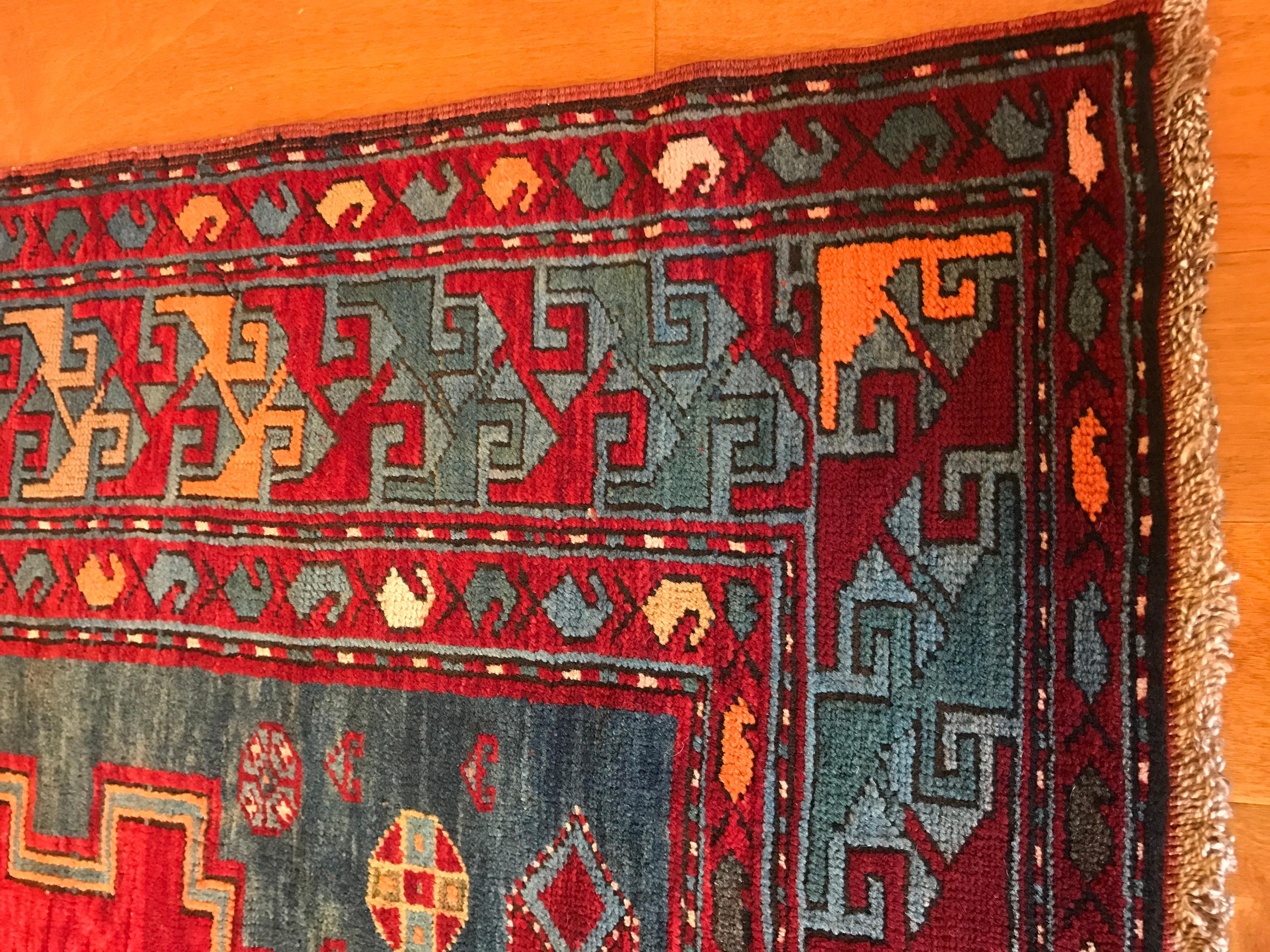 Hand-Woven Antique Kazak Rug For Sale