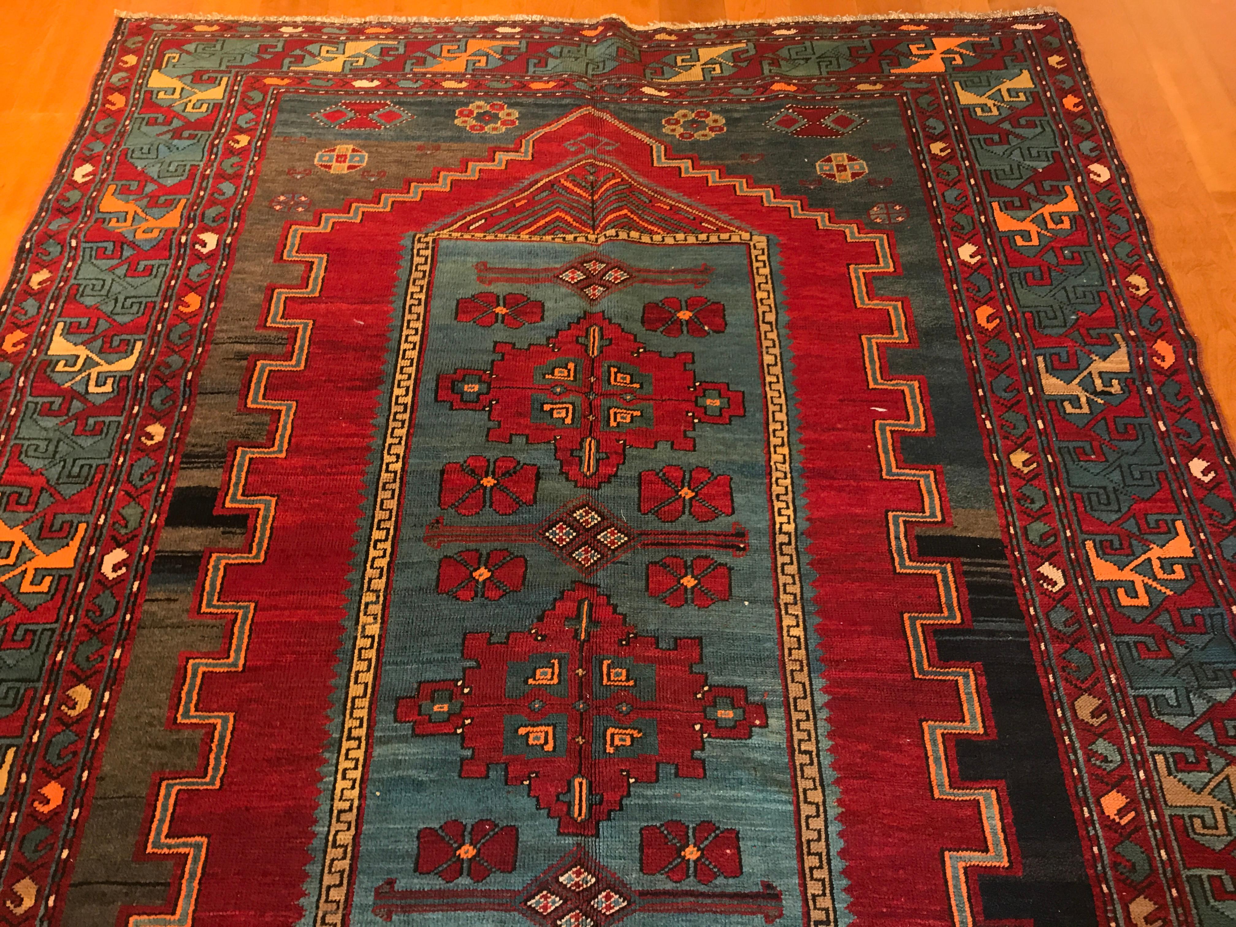 20th Century Antique Kazak Rug For Sale