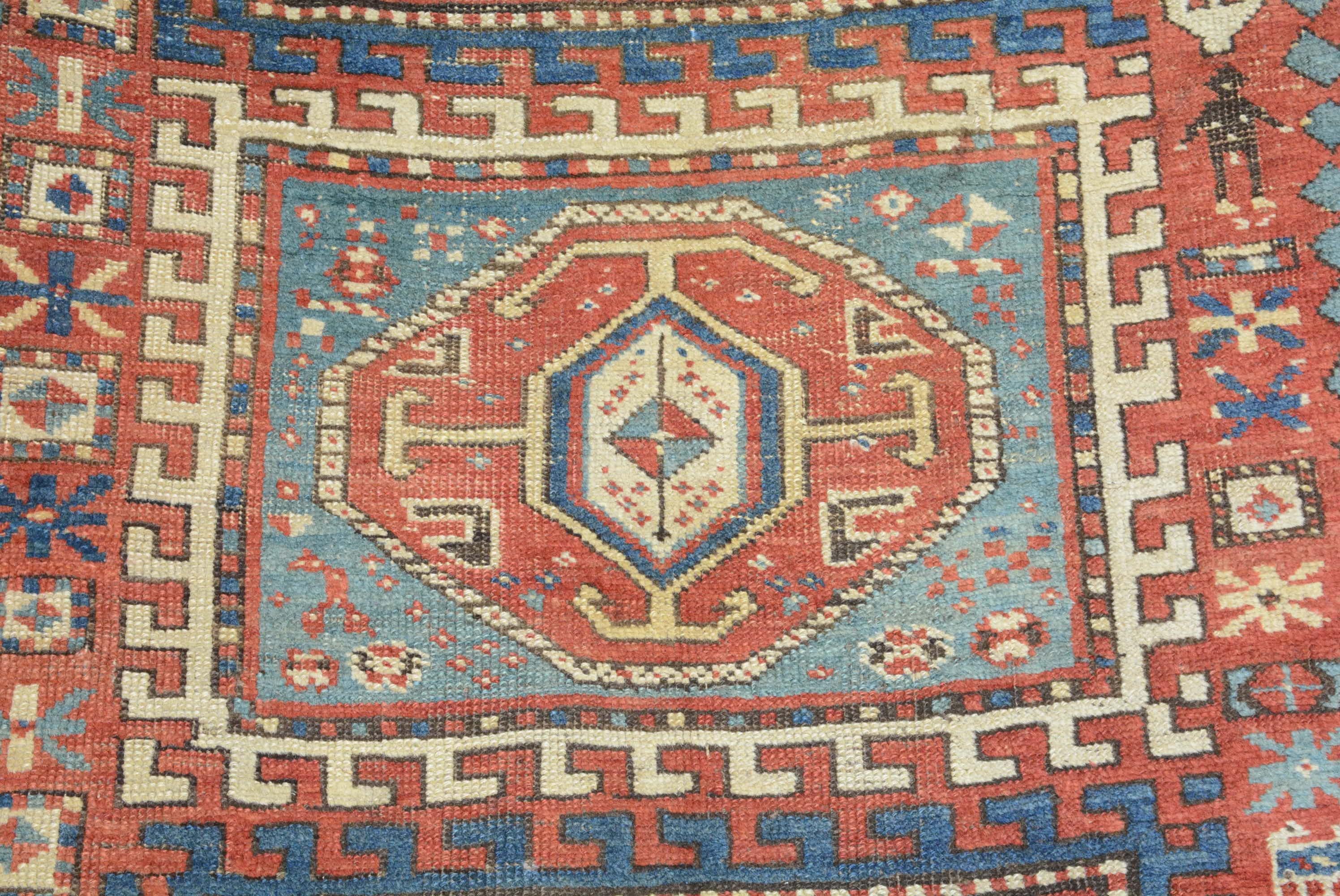 19th Century Antique Kazak Rug For Sale