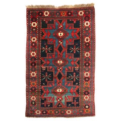 Antique Kazak Rug Hand Knotted in Azerbaijan with Vegetable Dyes 