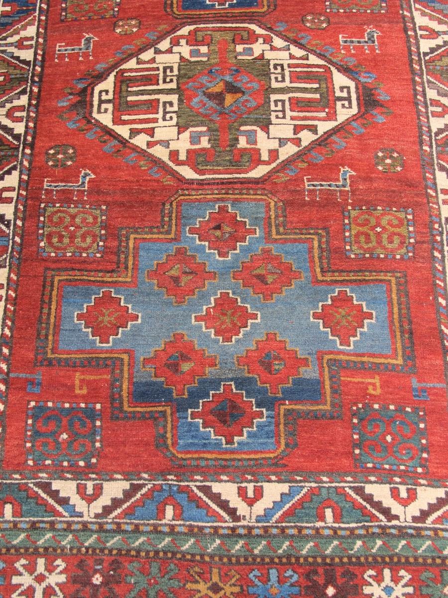 Caucasian Antique Kazak Rug, Late 19th Century For Sale