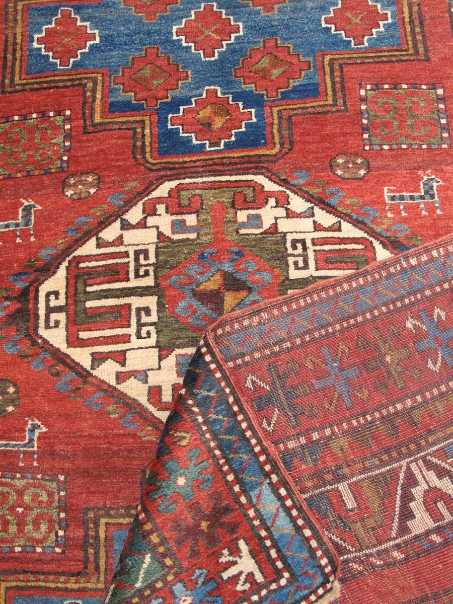 Hand-Woven Antique Kazak Rug, Late 19th Century For Sale