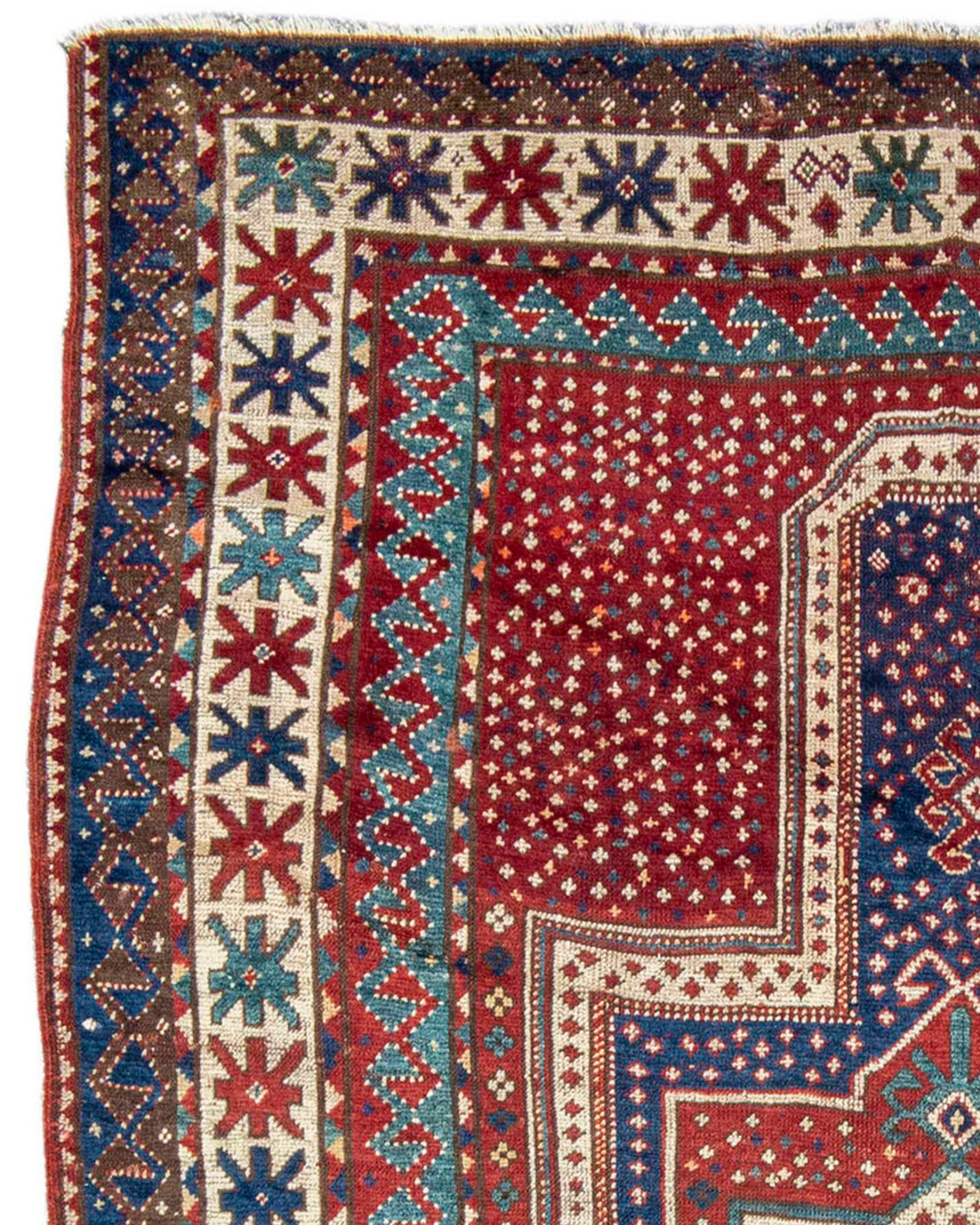 Hand-Knotted Antique Kazak Rug, Late 19th Century For Sale