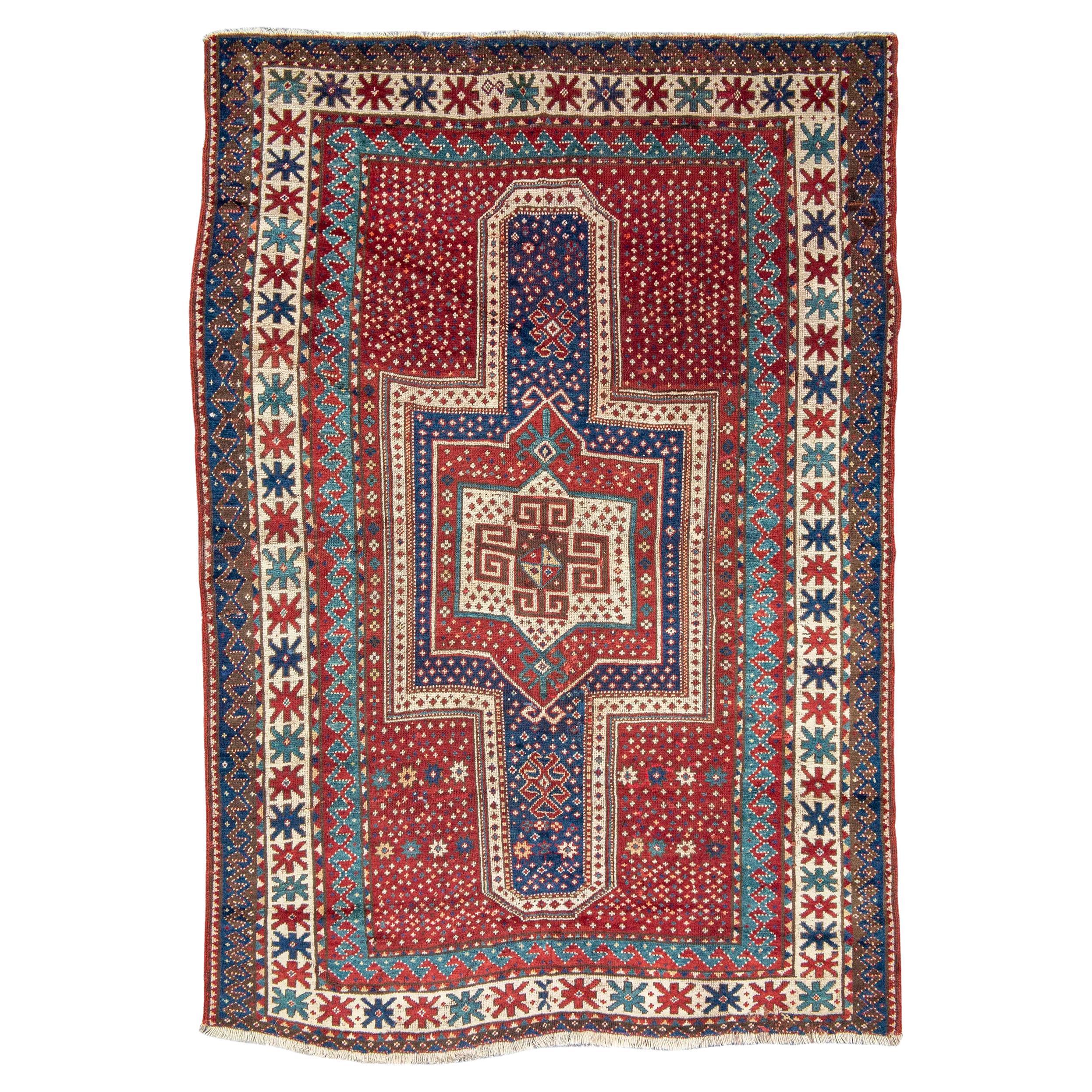 Antique Kazak Rug, Late 19th Century For Sale