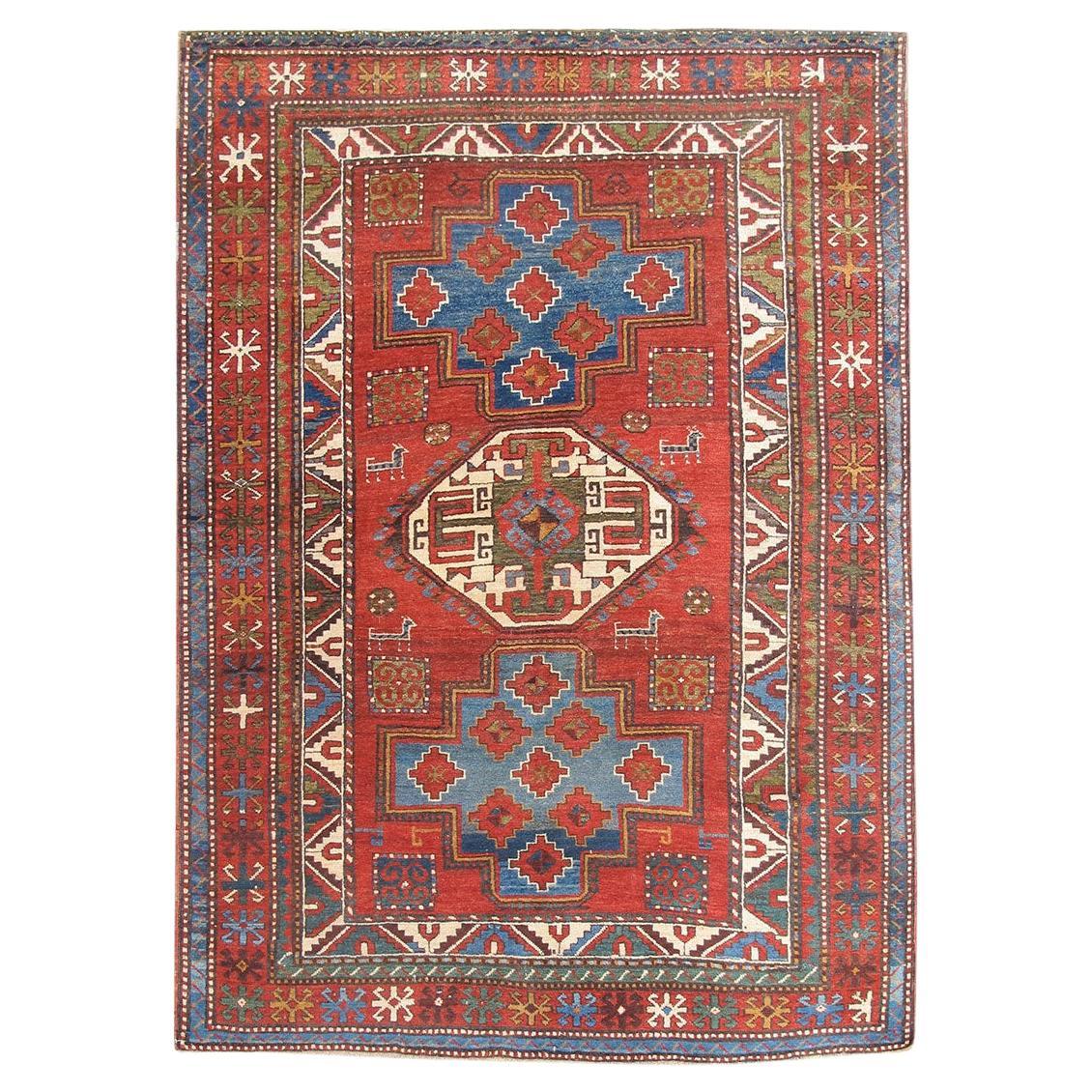 Antique Kazak Rug, Late 19th Century