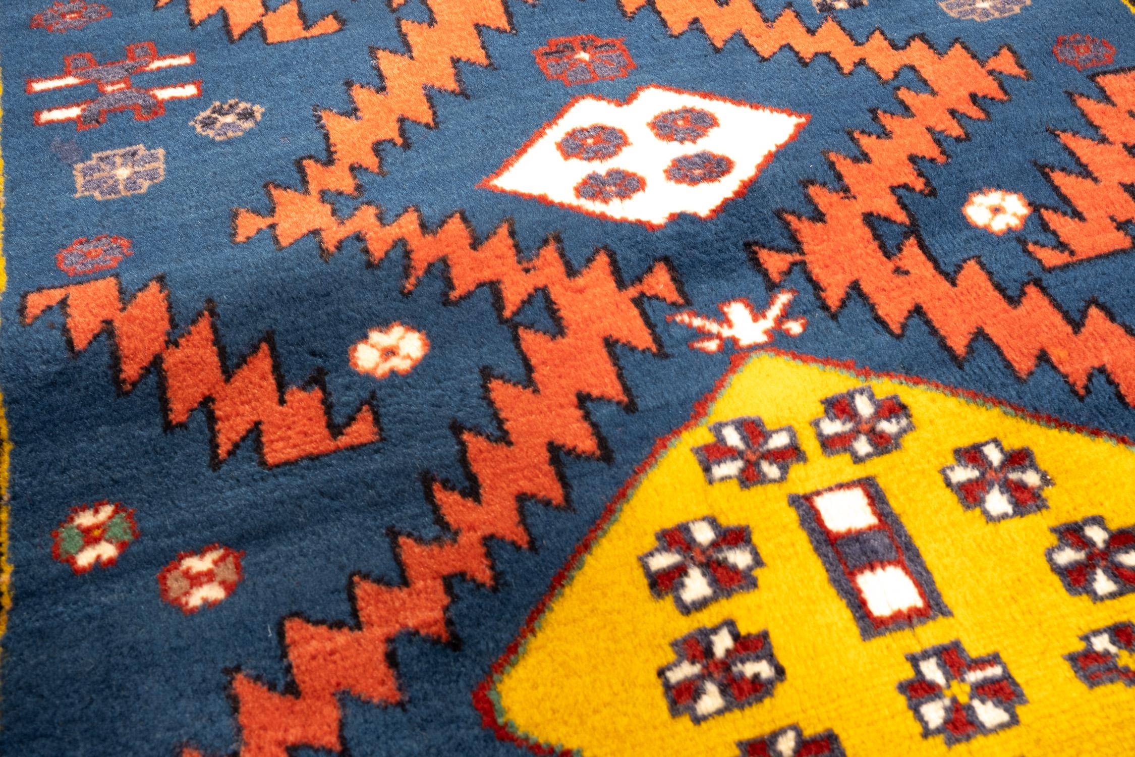 Oushak Antique Kazak Rug Old Hand Knotted Caucasian Caucasus Carpet For Sale