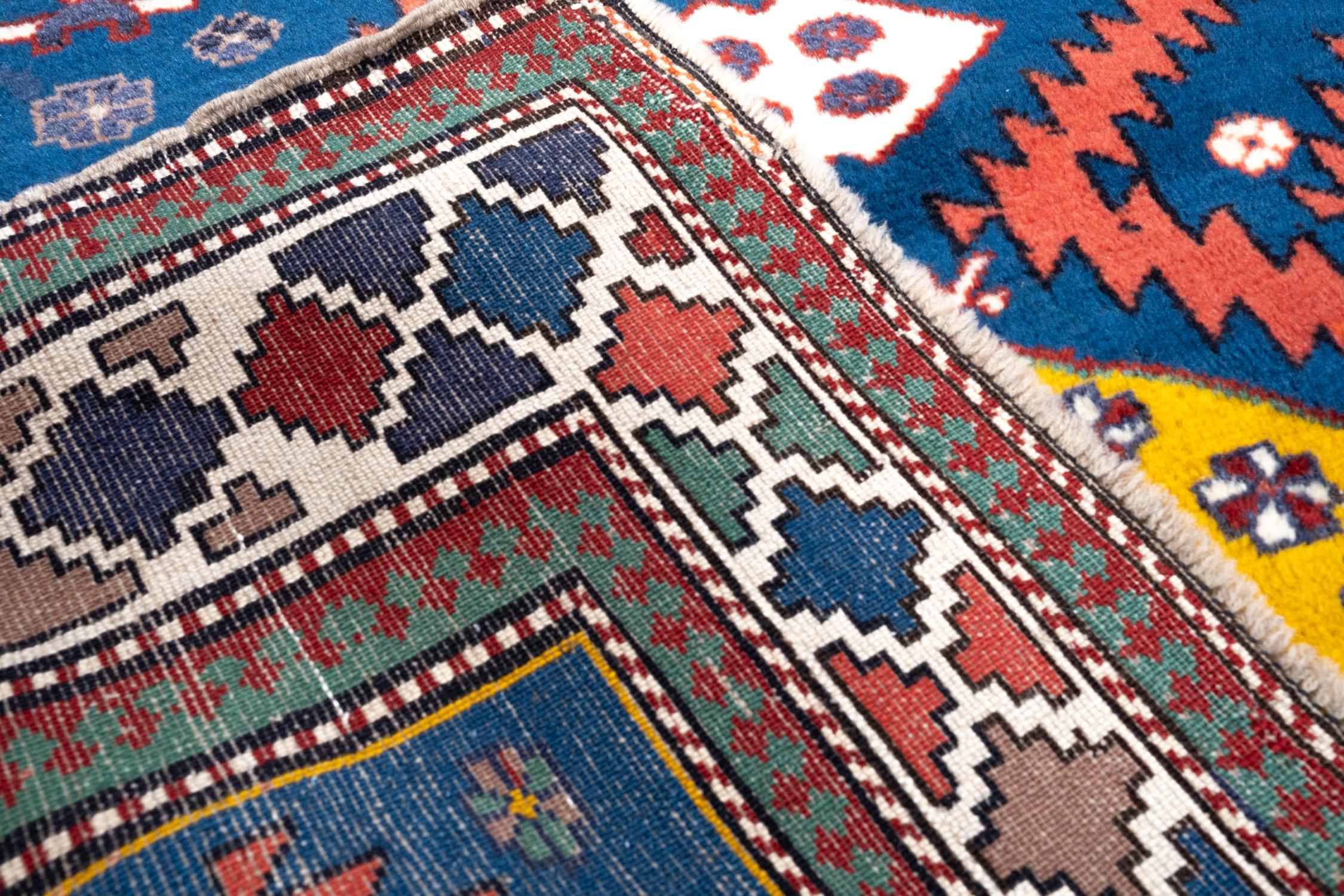 Hand-Knotted Antique Kazak Rug Old Hand Knotted Caucasian Caucasus Carpet For Sale