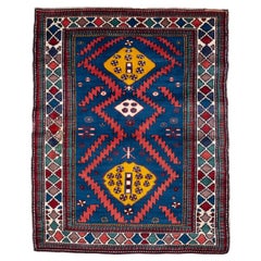 Antique Kazak Rug Old Hand Knotted Caucasian Caucasus Carpet