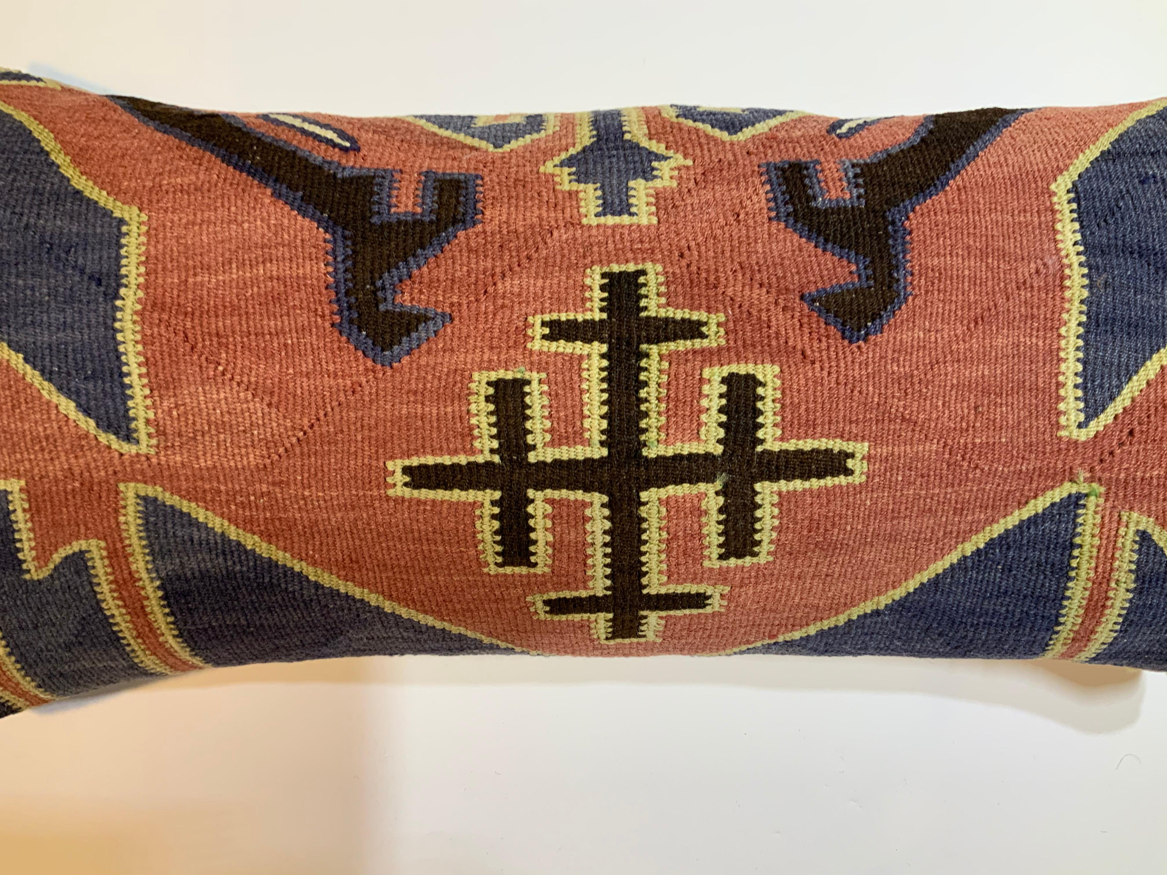 Early 20th Century Antique Kazak Rug Pillow