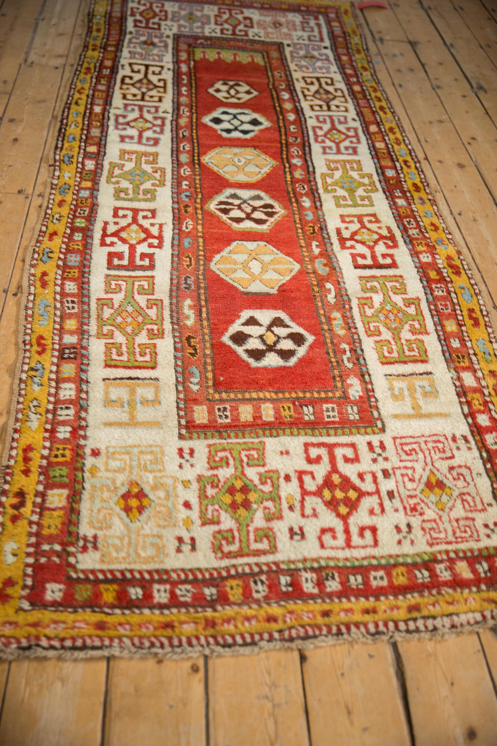 Hand-Knotted Antique Kazak Rug Runner For Sale