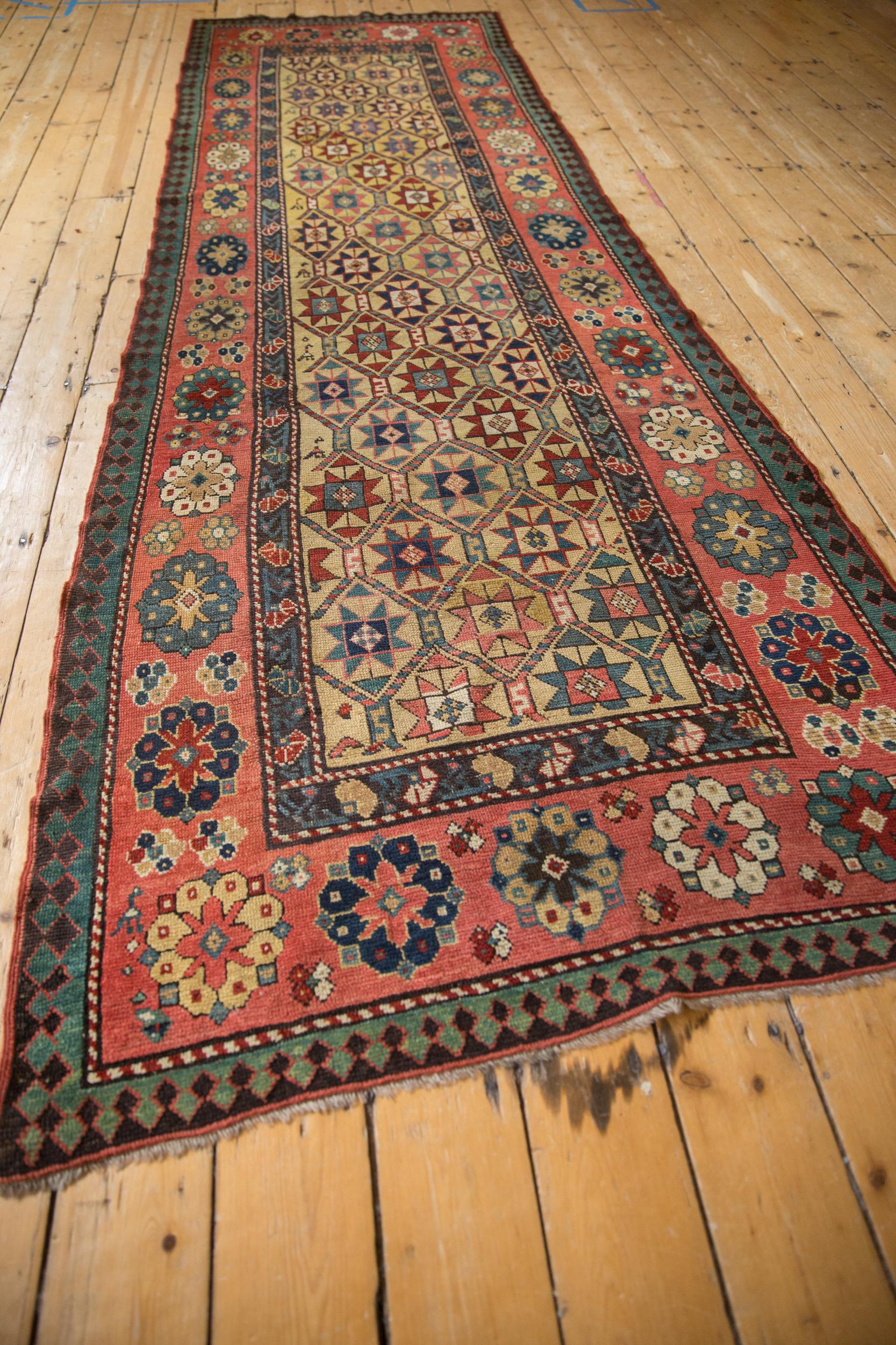 Wool Antique Kazak Rug Runner For Sale