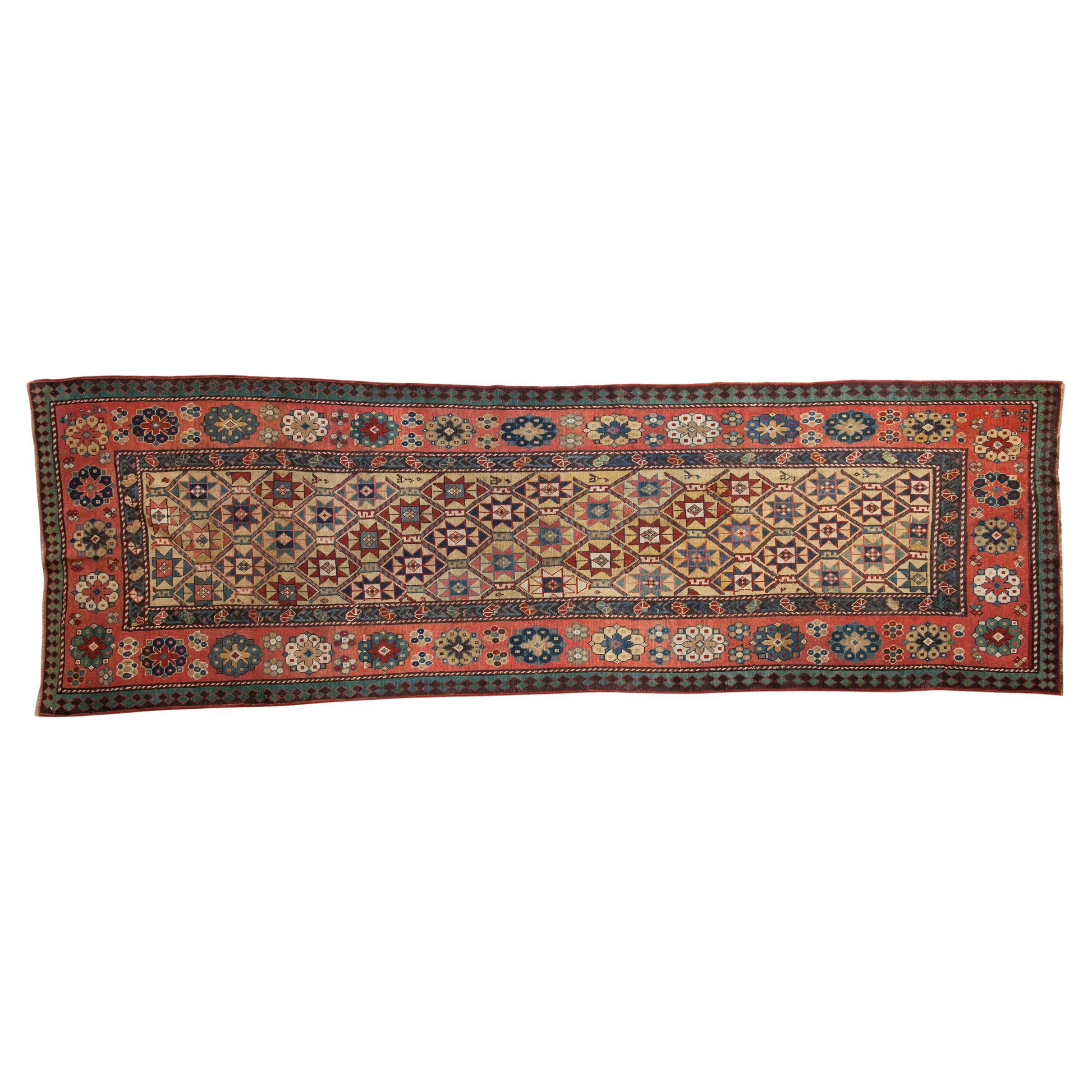 Antique Kazak Rug Runner For Sale