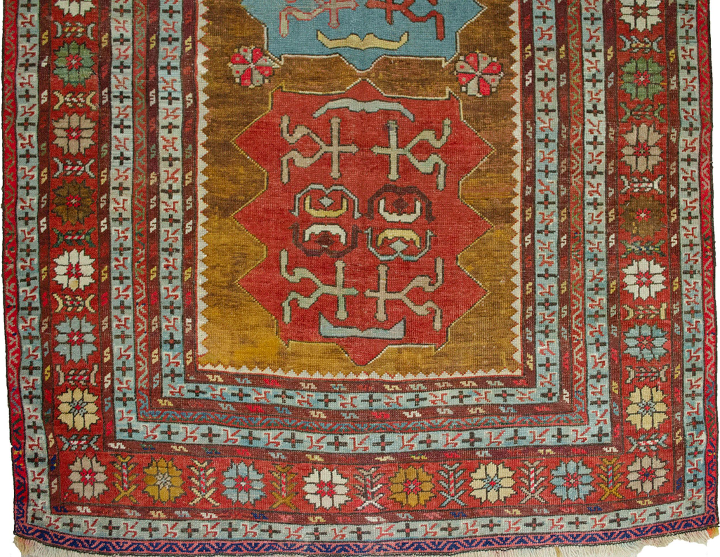 Kazakhstani Antique Kazak Rug, South Caucasus, 205x121cm For Sale