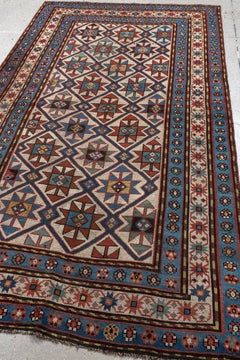 Antique Kazak Rug with Bold Geometric Lattice