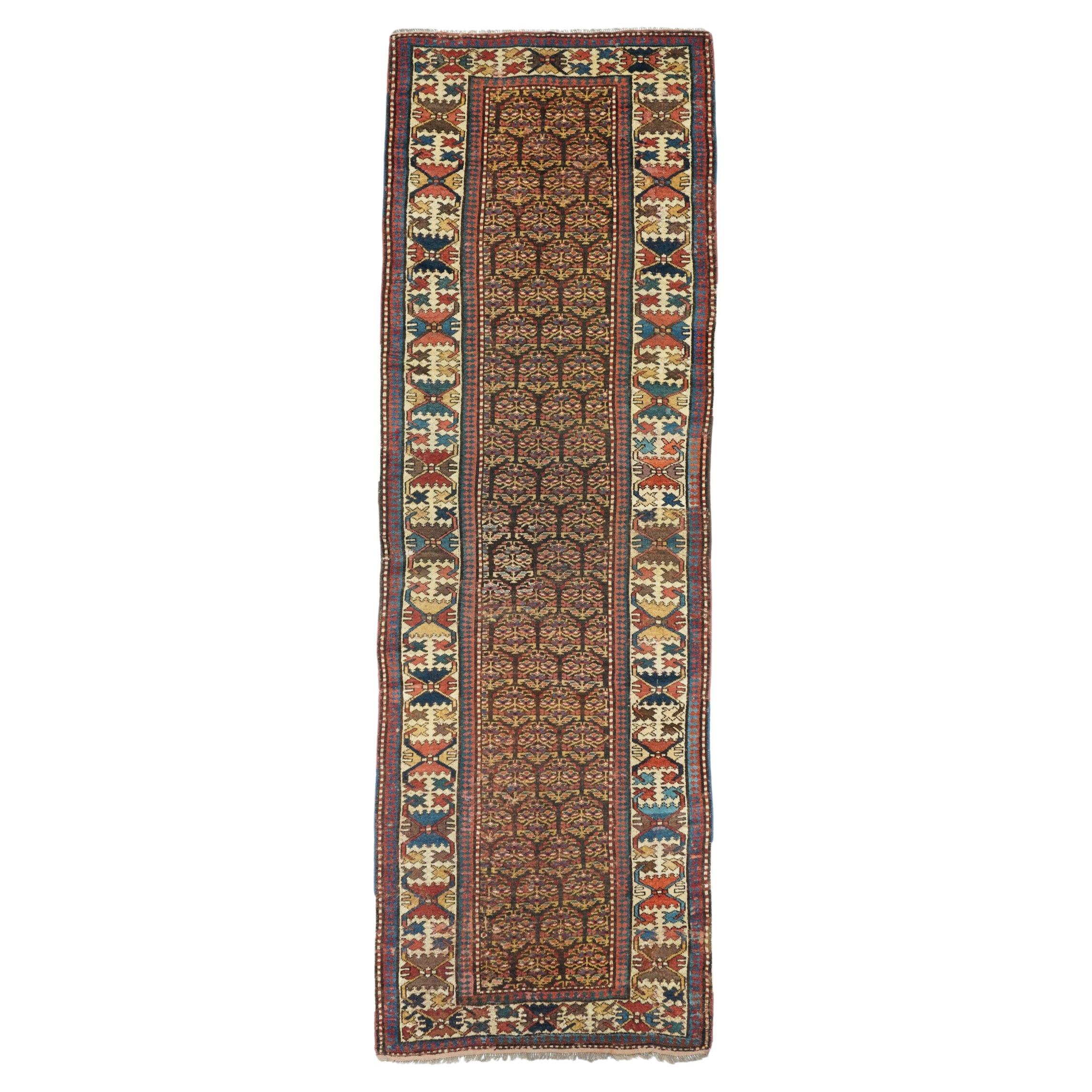 Tapis de couloir Kazak ancien 3'6'' x 10'9''