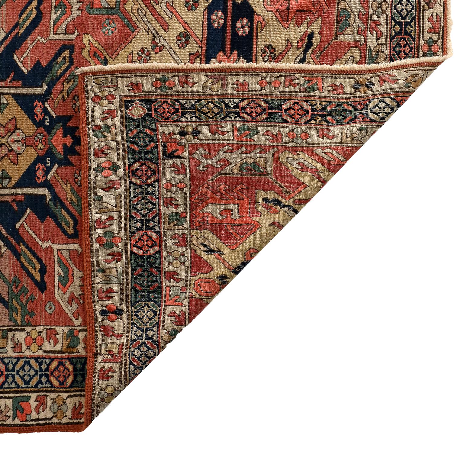 Late 19th Century Antique 1880s Persian Kazak Runner Rug