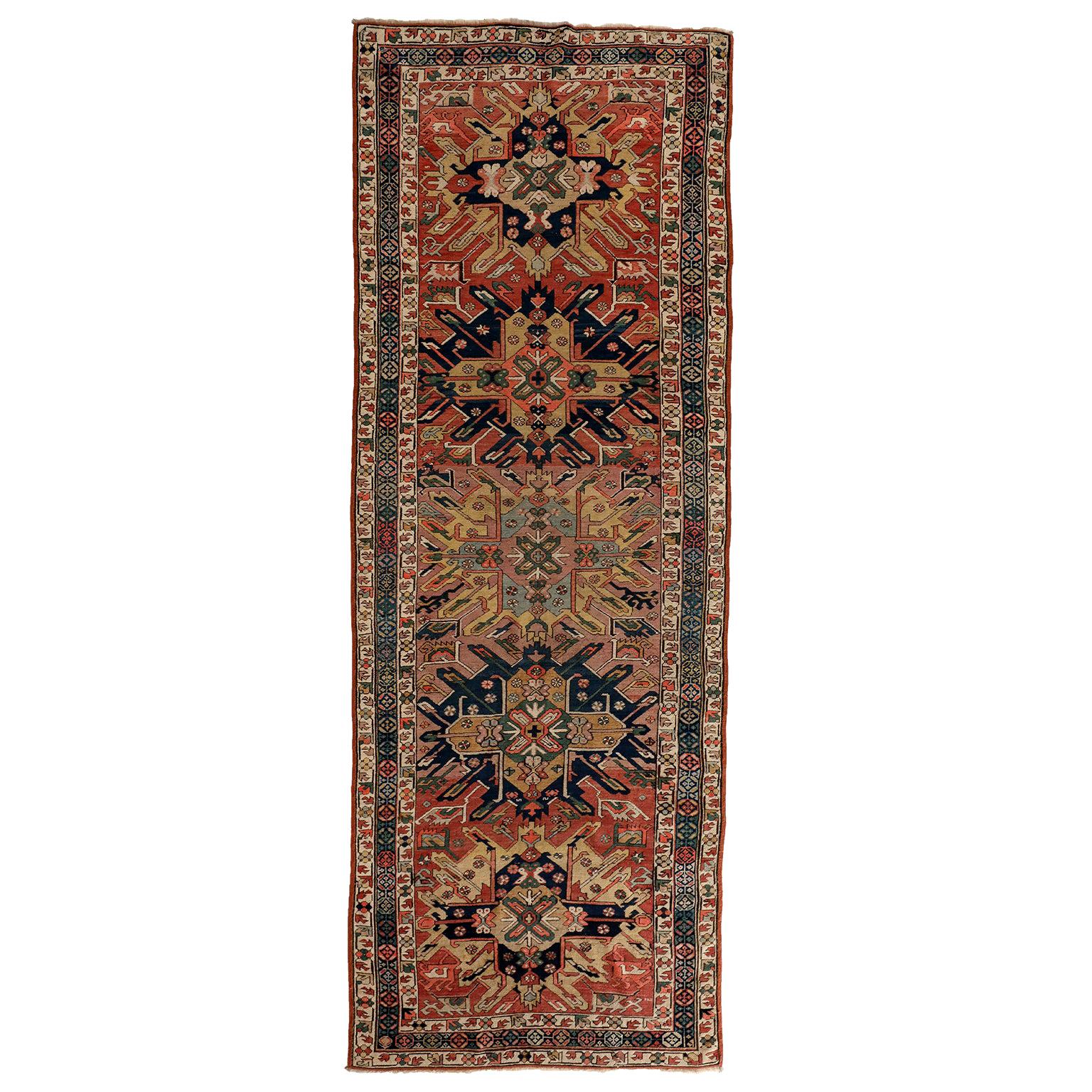 Antique 1880s Persian Kazak Runner Rug