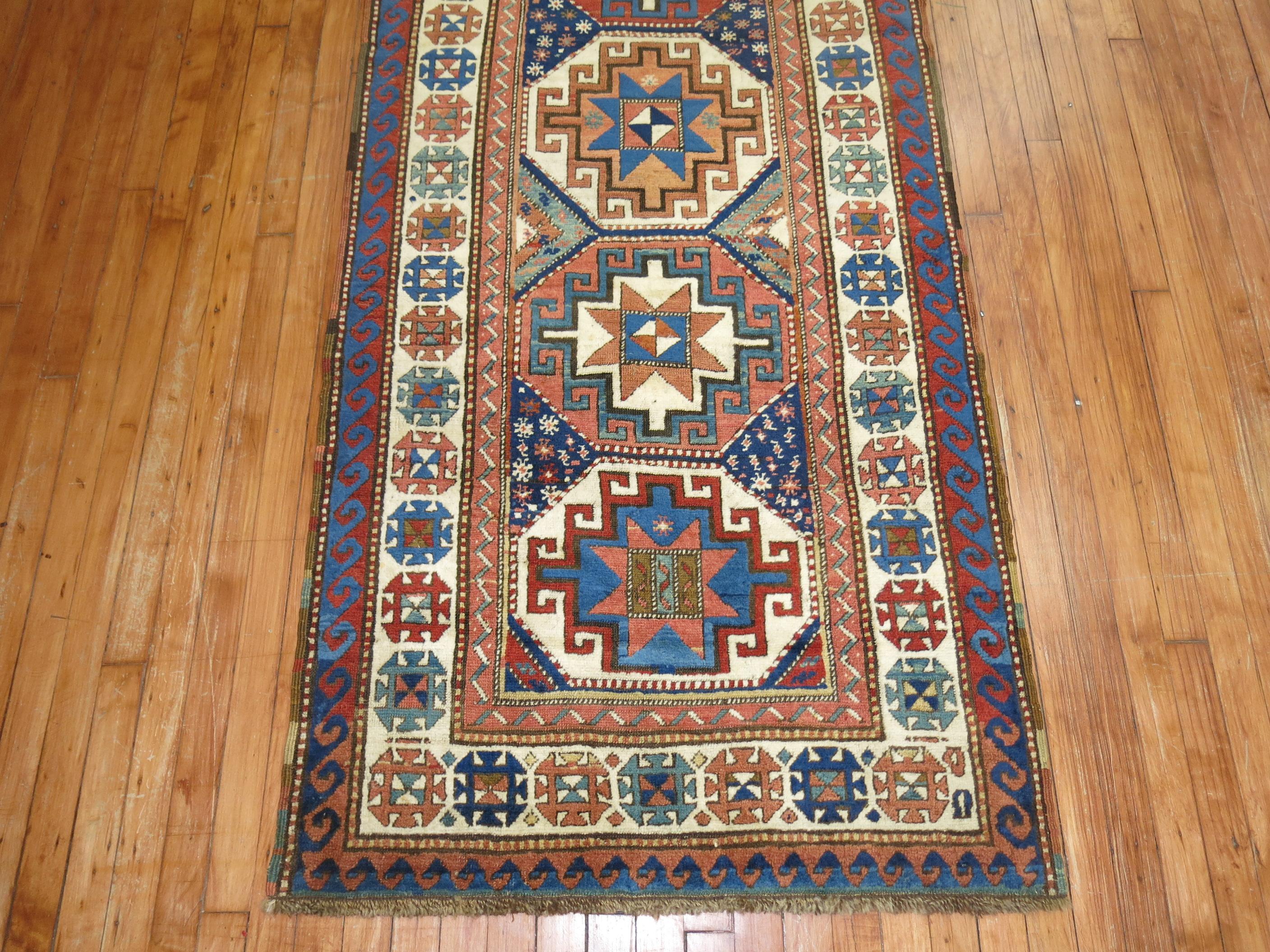 Antique Kazak Runner In Excellent Condition In New York, NY